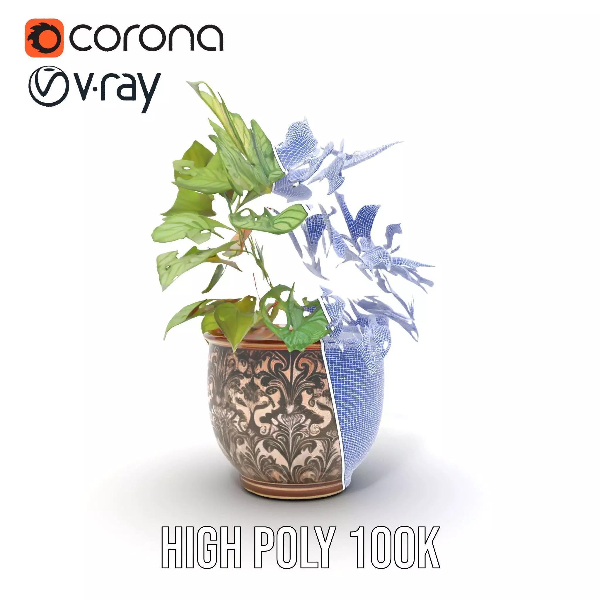 Ornate Leafy Plant model pack Low-poly 3D model_31