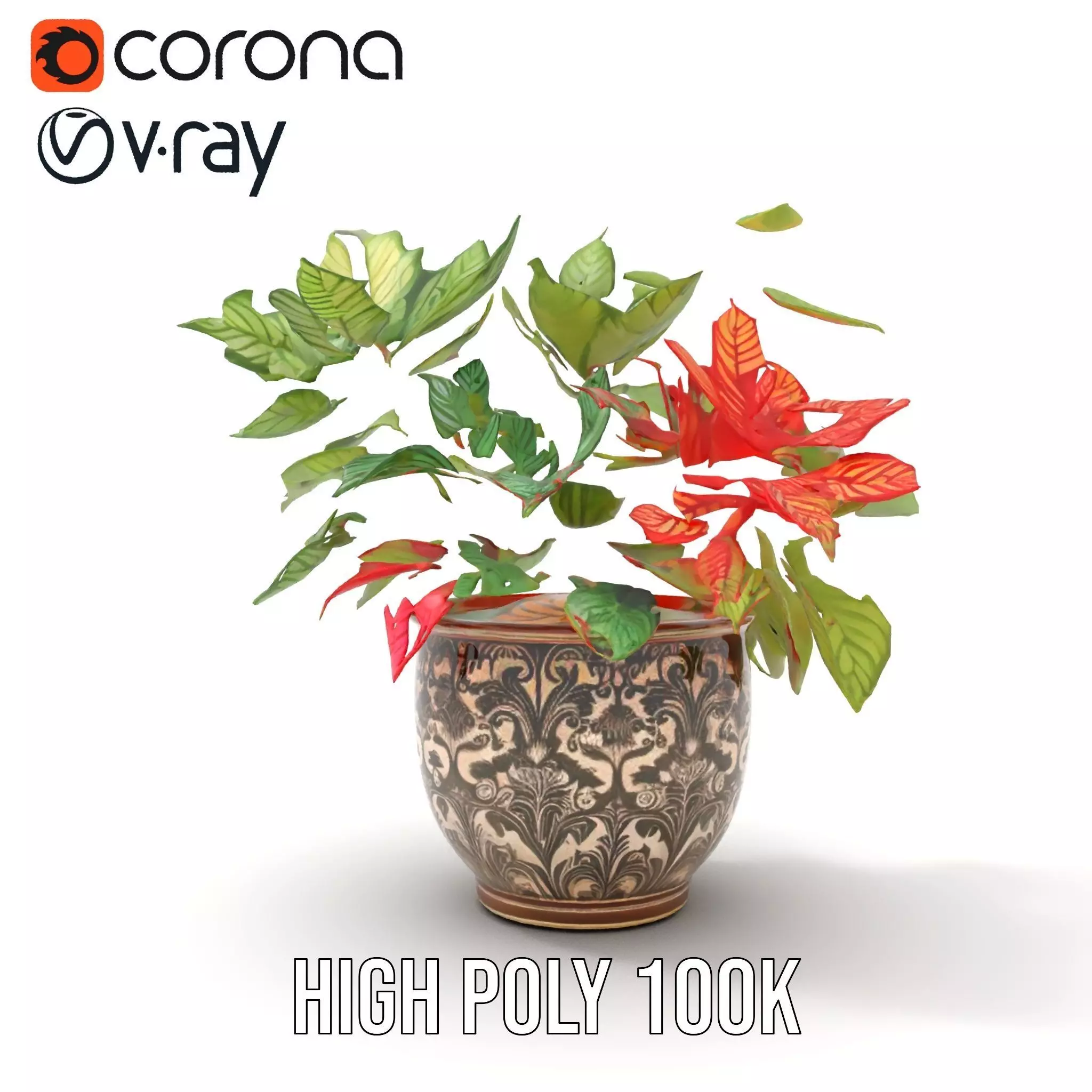 Ornate Leafy Plant model pack Low-poly 3D model_6