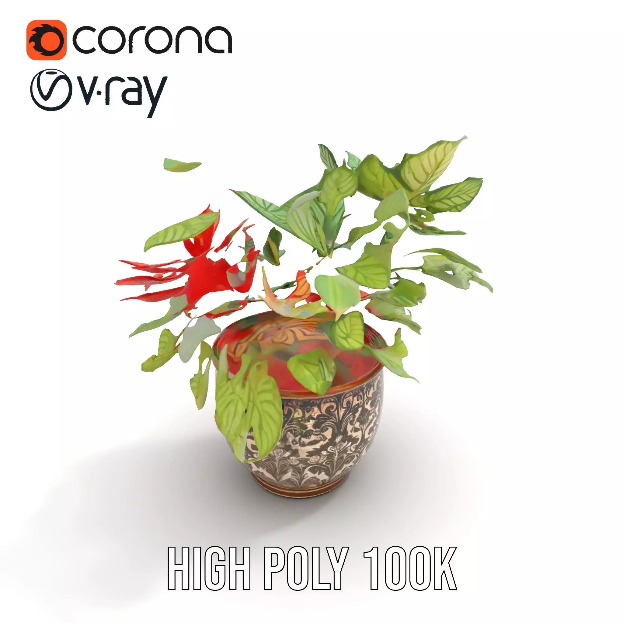 Ornate Leafy Plant model pack Low-poly 3D model_19