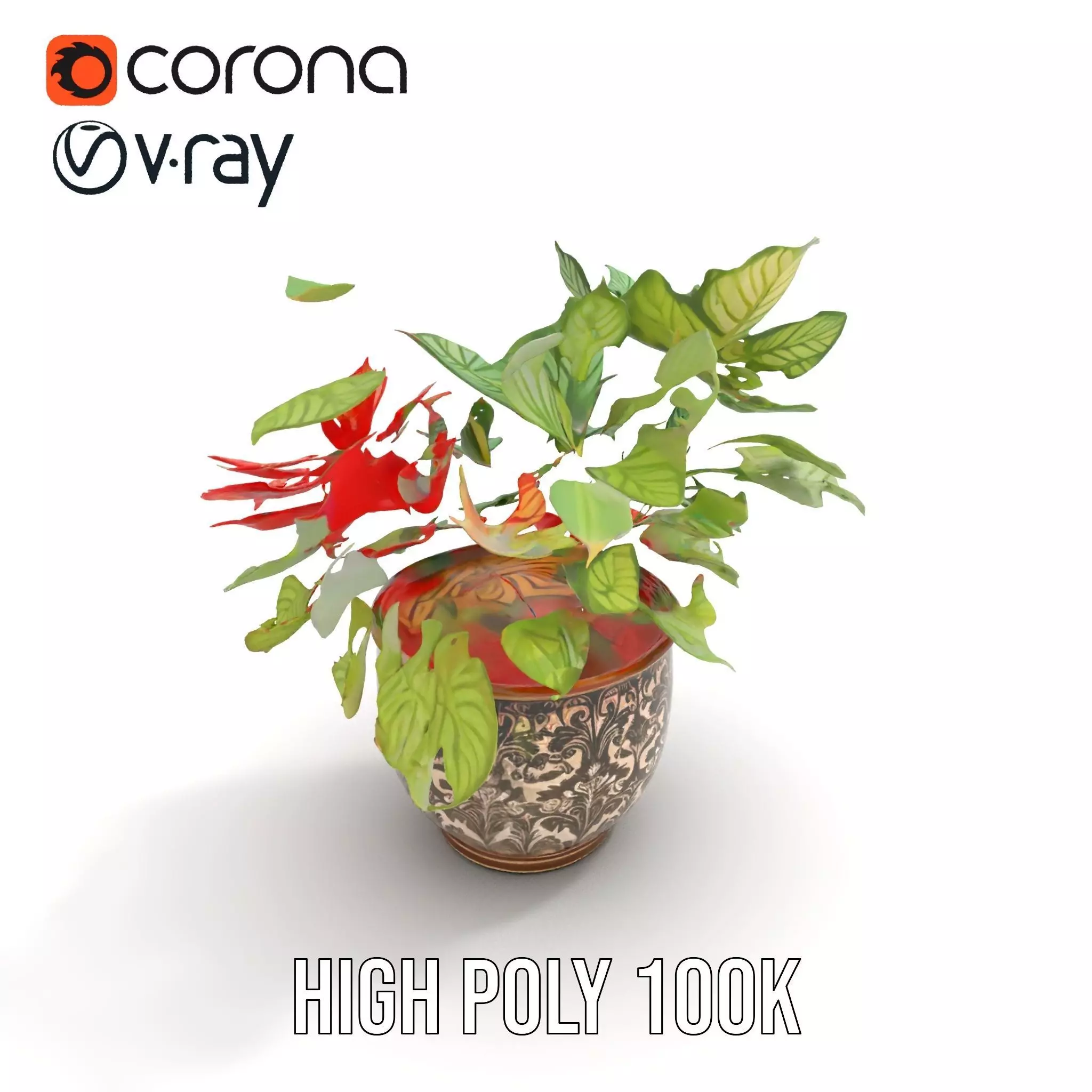 Ornate Leafy Plant model pack Low-poly 3D model_18