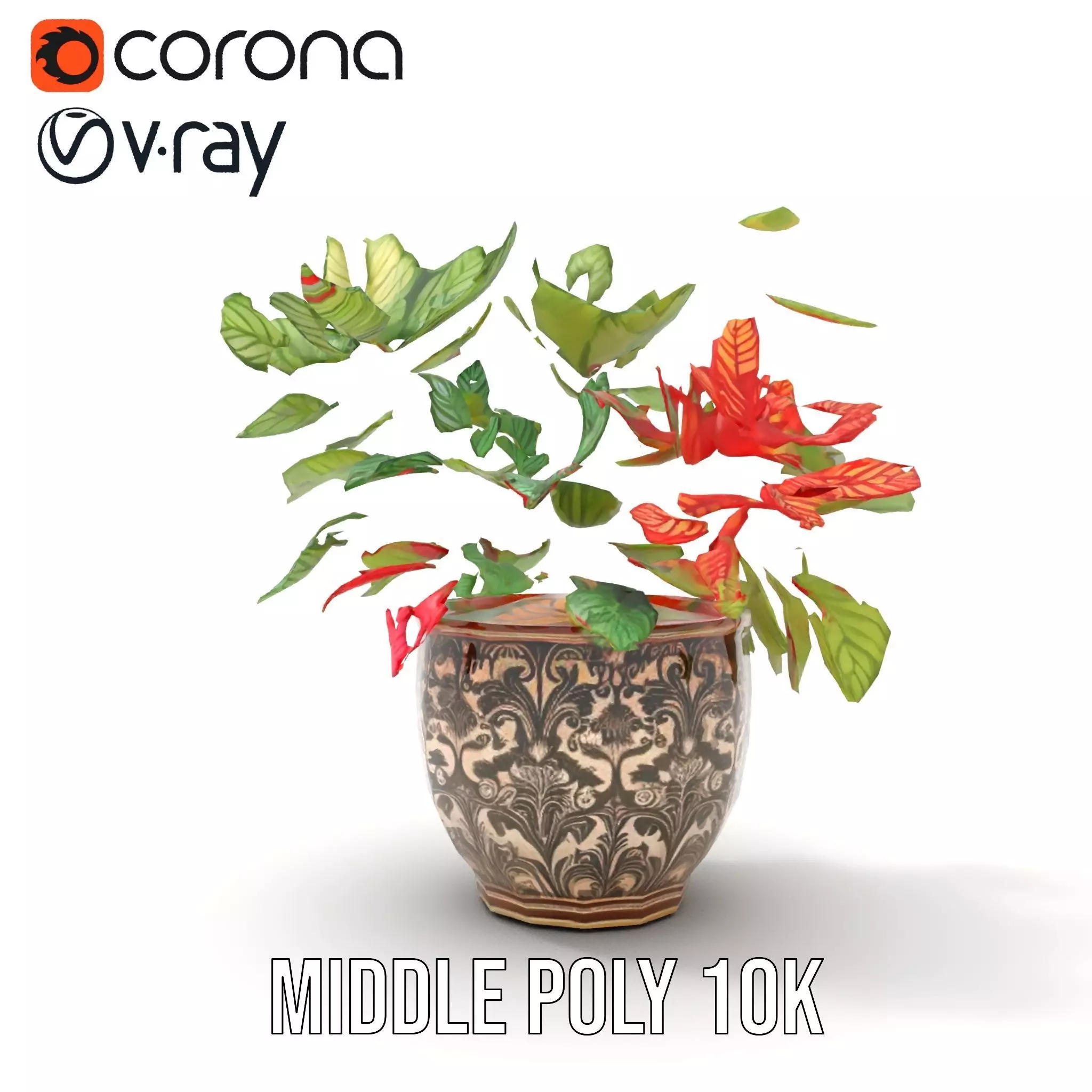 Ornate Leafy Plant model pack Low-poly 3D model_12