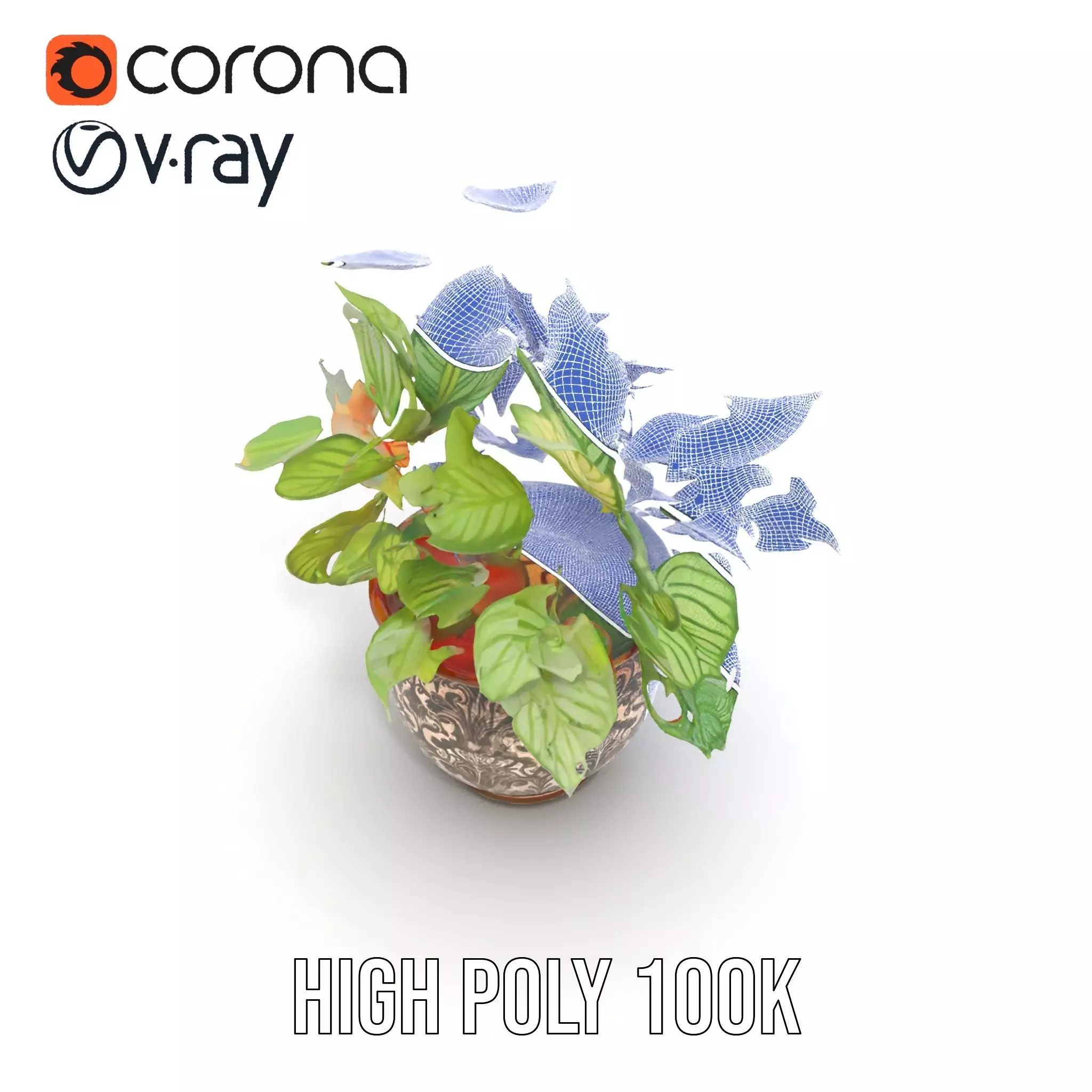 Ornate Leafy Plant model pack Low-poly 3D model_33