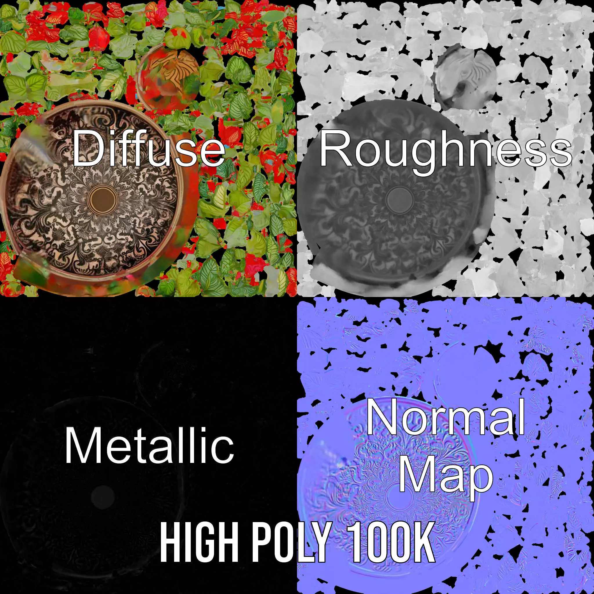 Ornate Leafy Plant model pack Low-poly 3D model_3