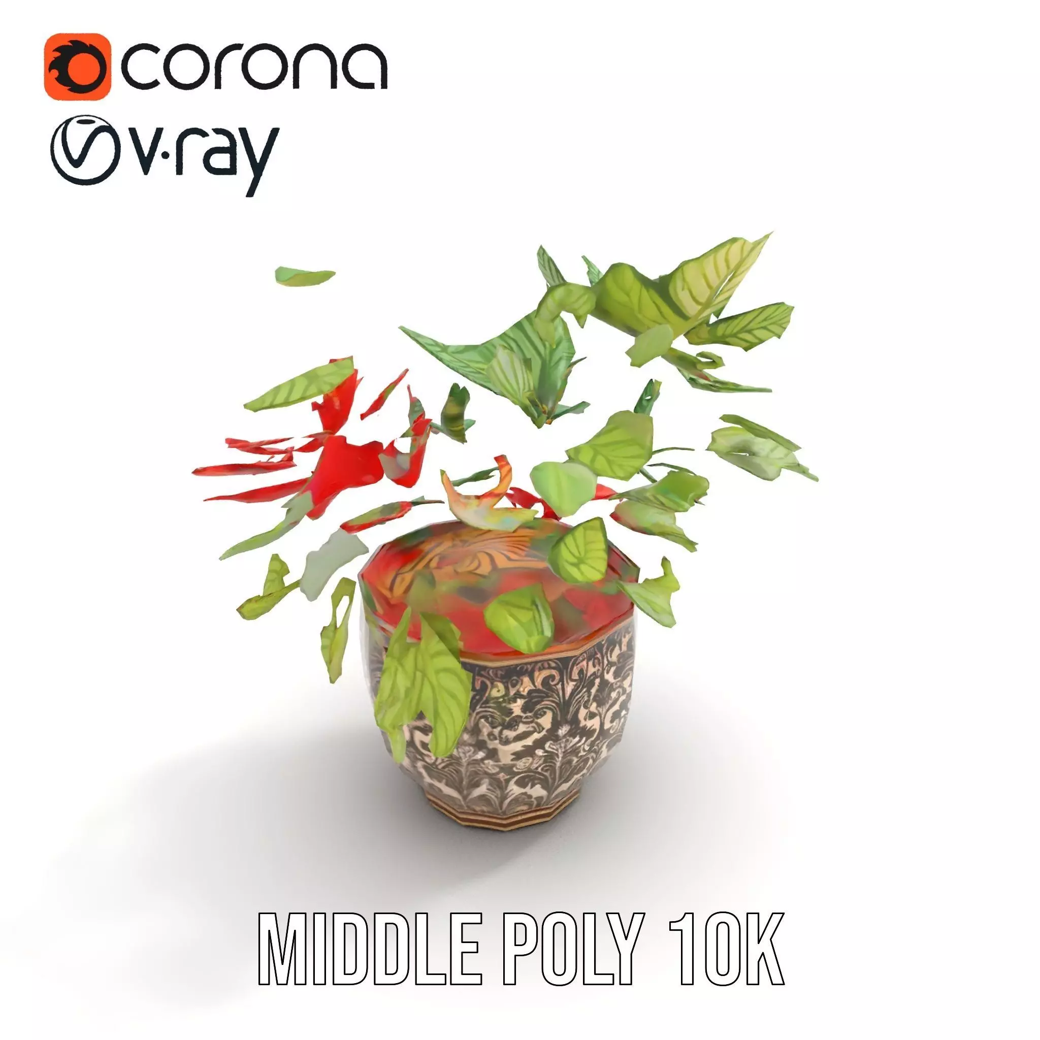 Ornate Leafy Plant model pack Low-poly 3D model_9