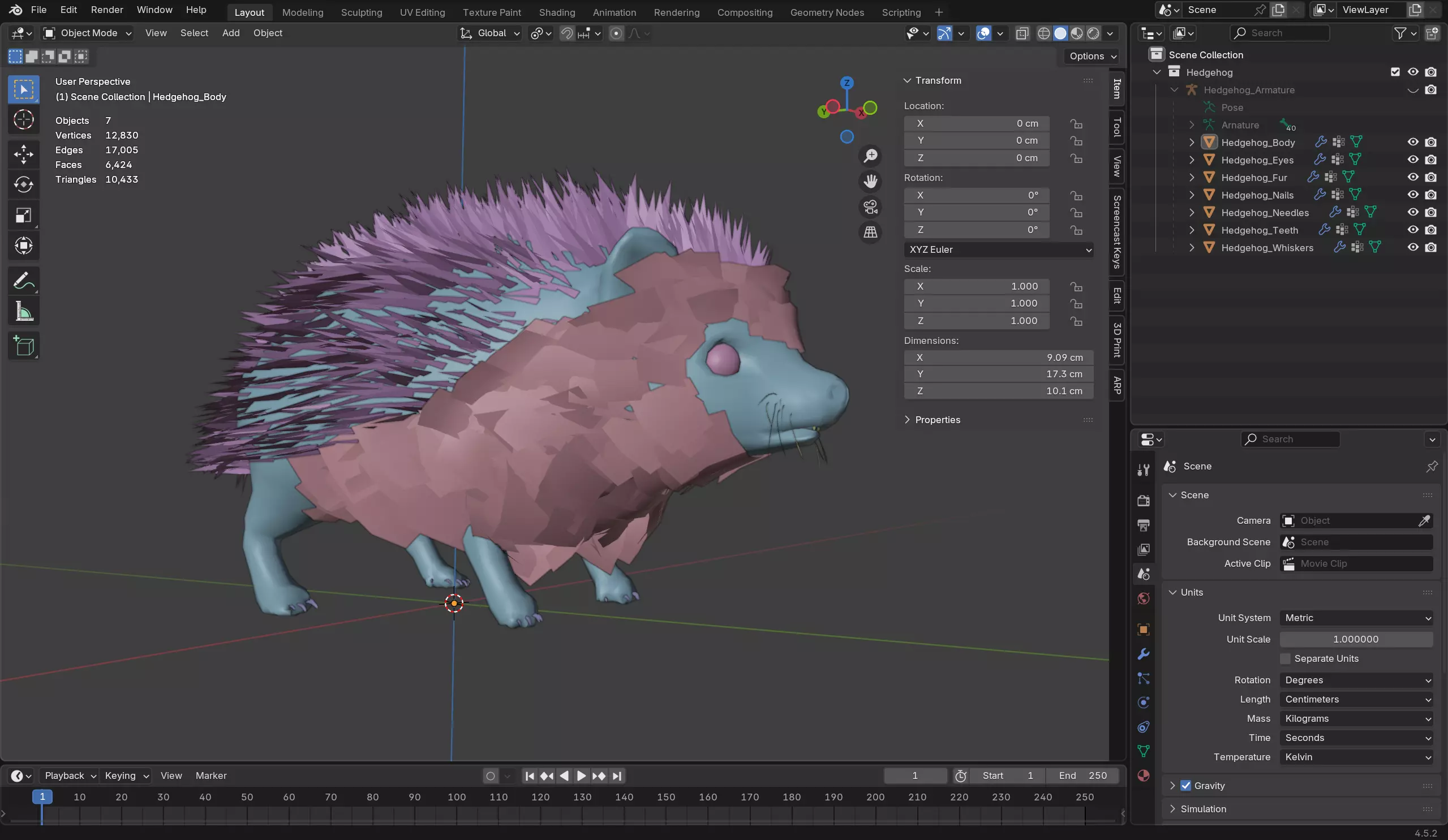 Hedgehog Low-poly 3D model_11