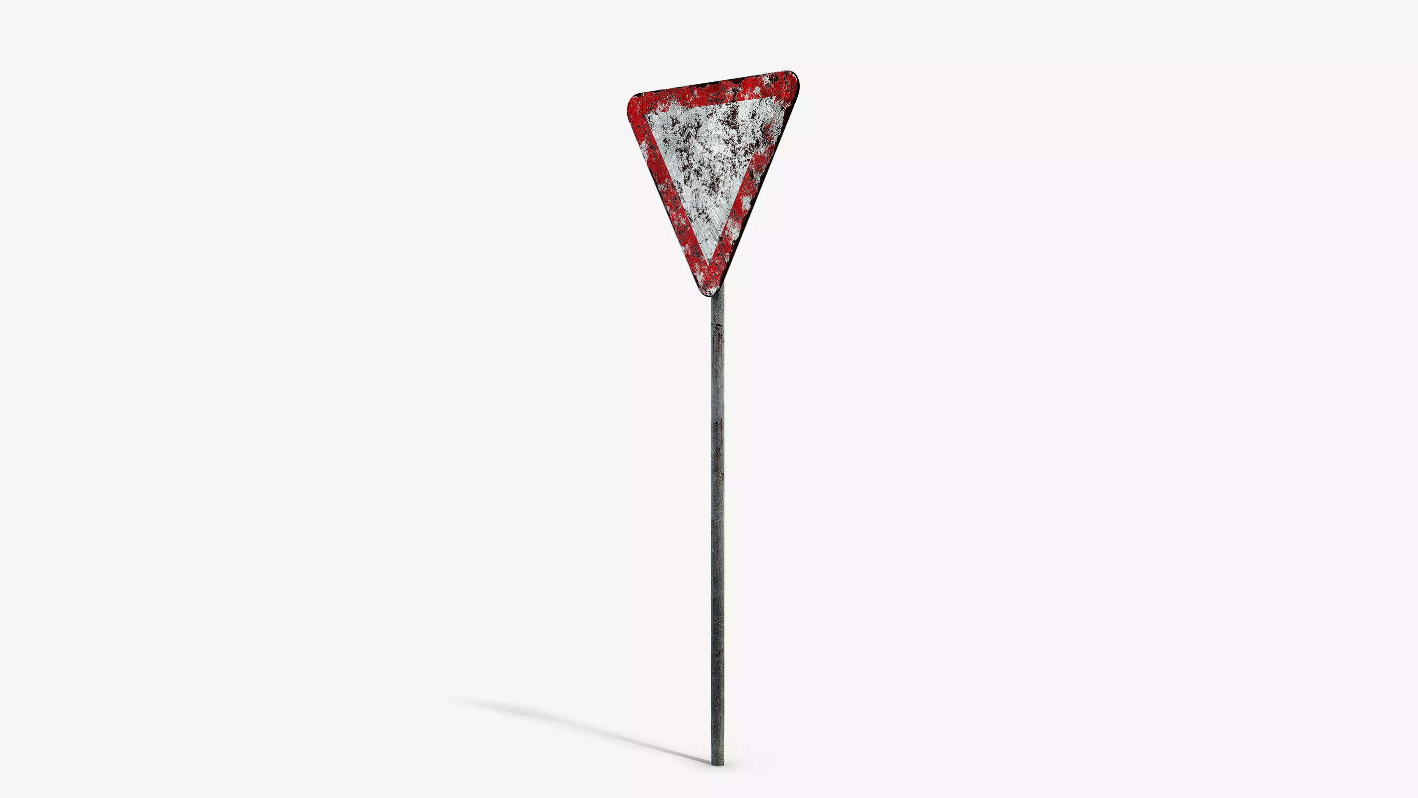 Damaged Give Way Sign Low-poly 3D model_5