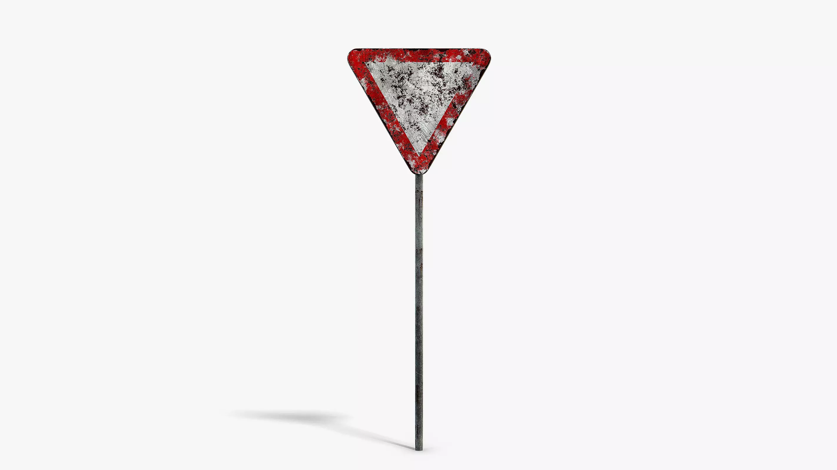 Damaged Give Way Sign Low-poly 3D model_0