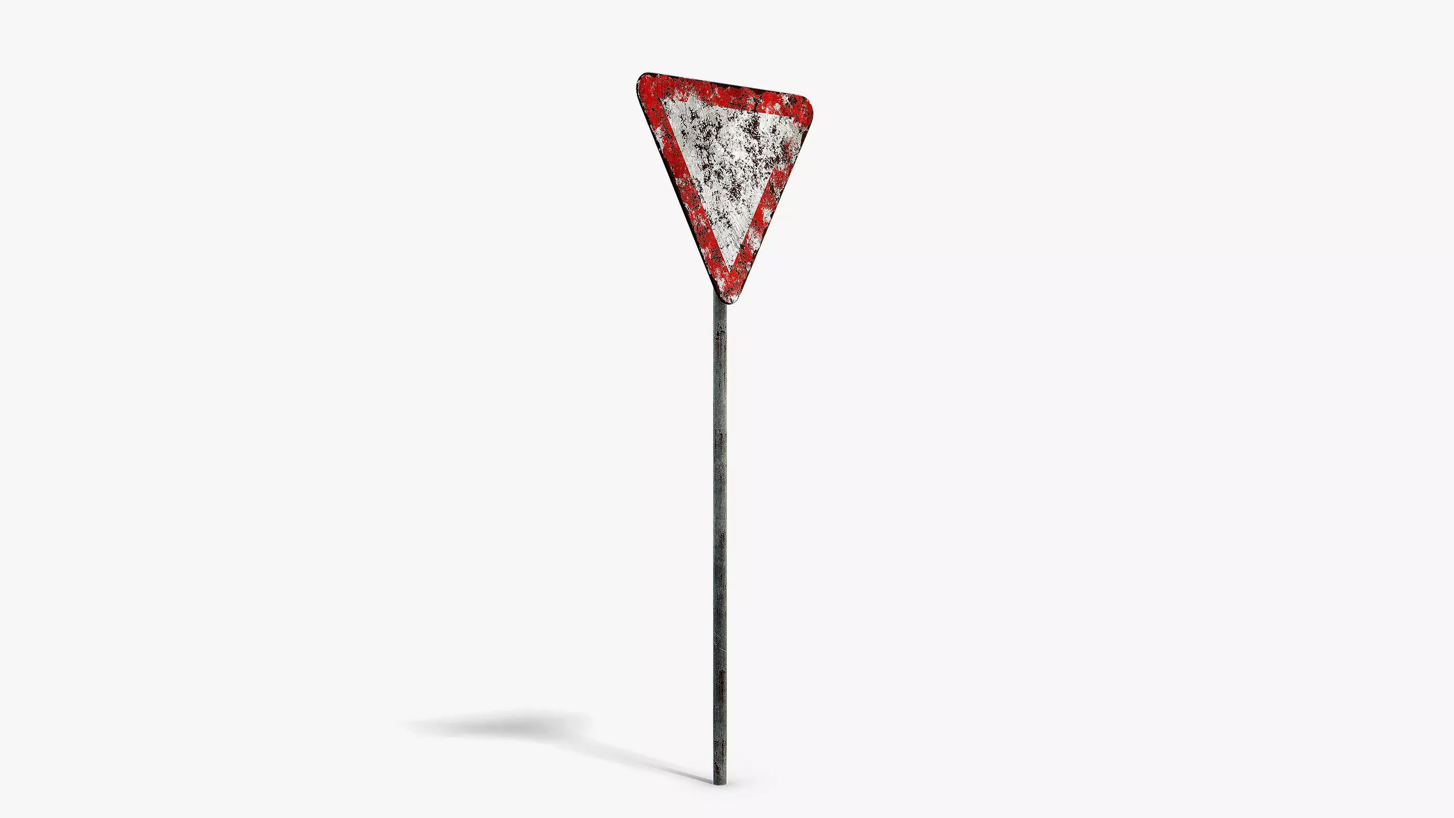 Damaged Give Way Sign Low-poly 3D model_1