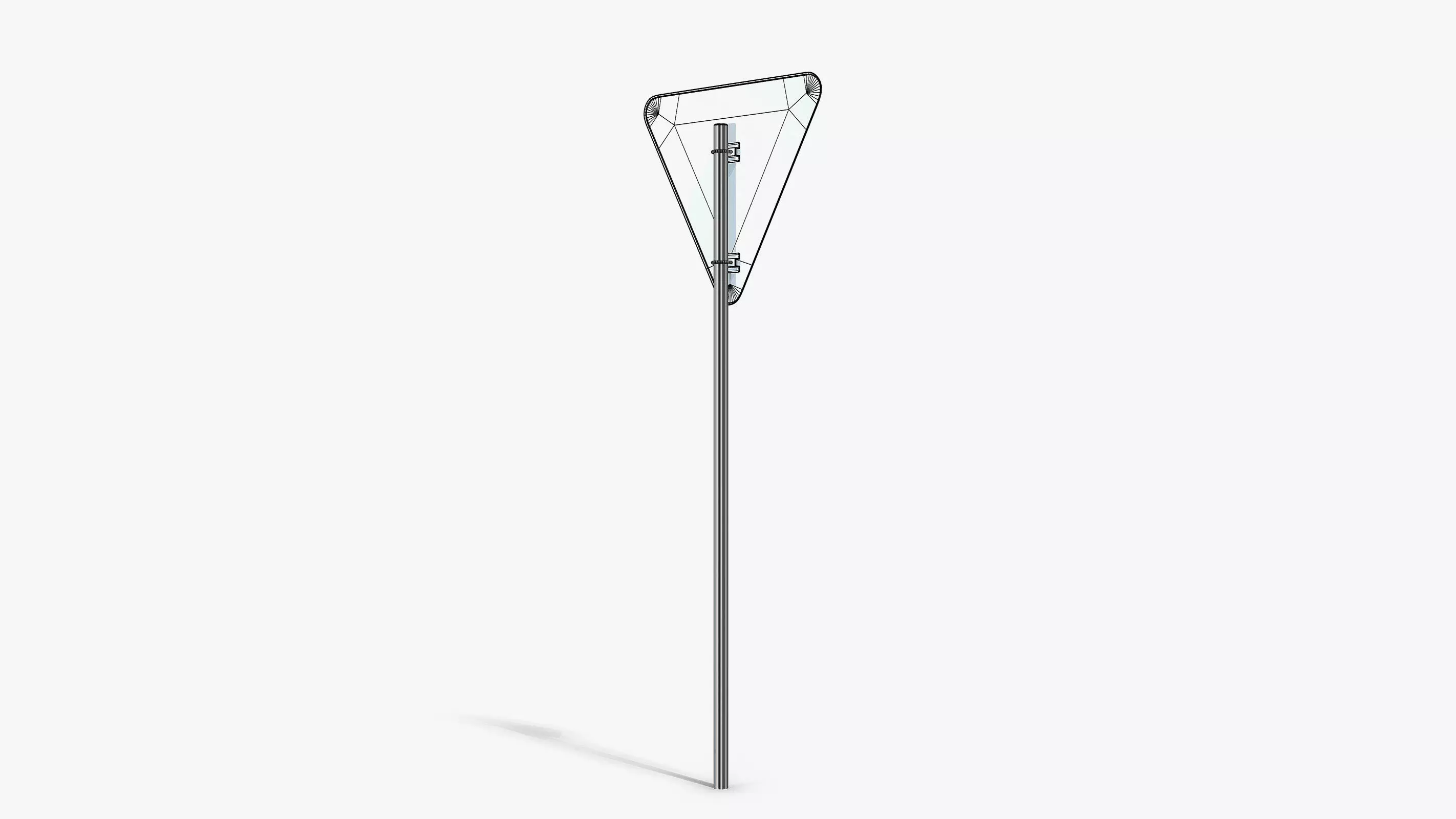 Damaged Give Way Sign Low-poly 3D model_8