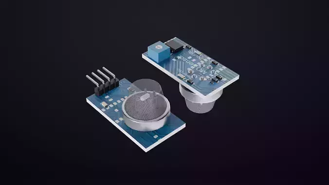 MQ2 Gas Sensor Module 3D Model for Arduino IoT Projects