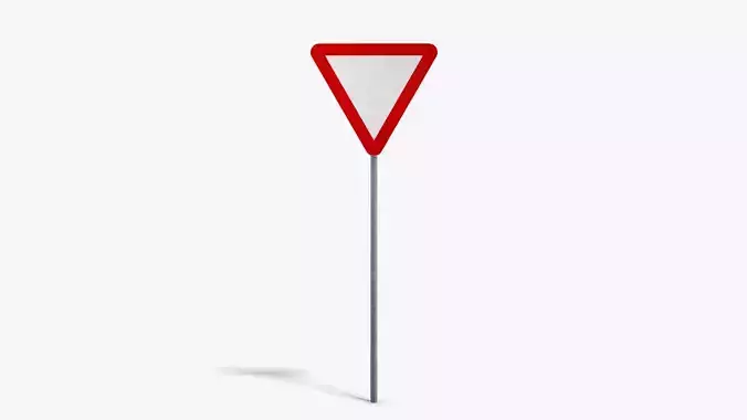 Give Way Sign Low-poly 3D model