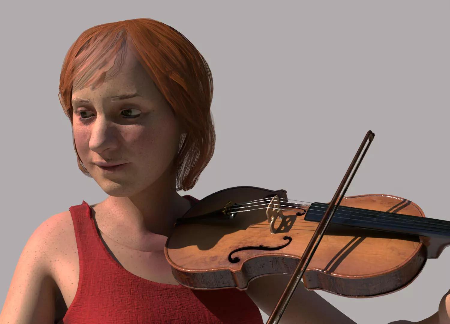 Violinist Low-poly 3D model_7