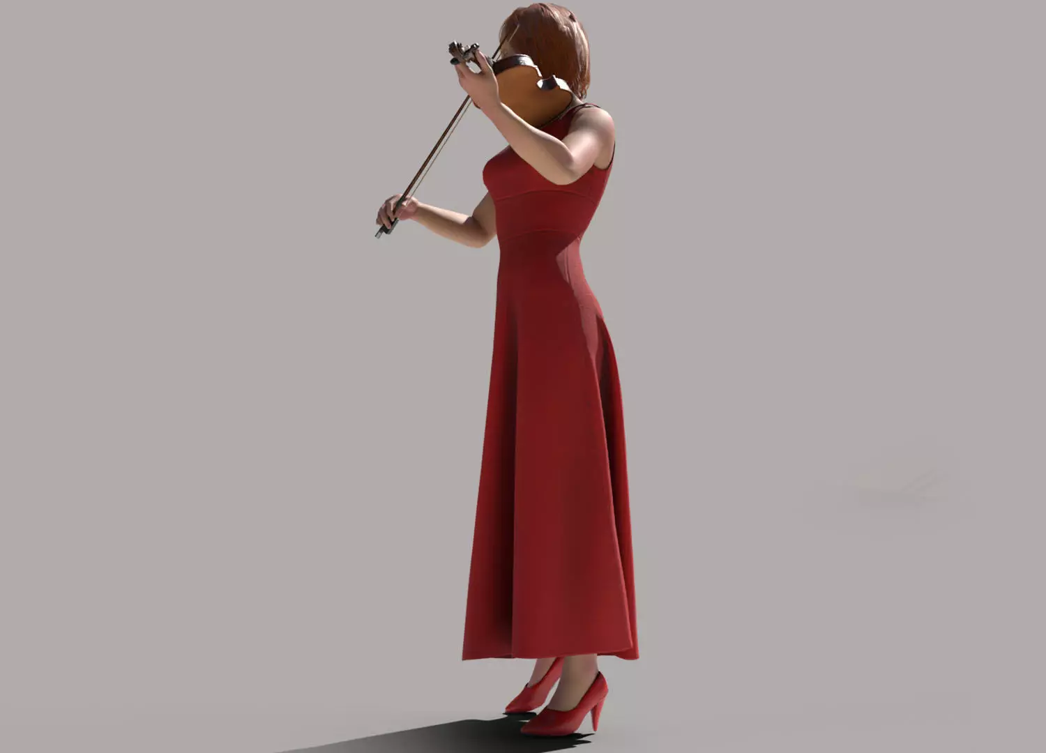 Violinist Low-poly 3D model_3