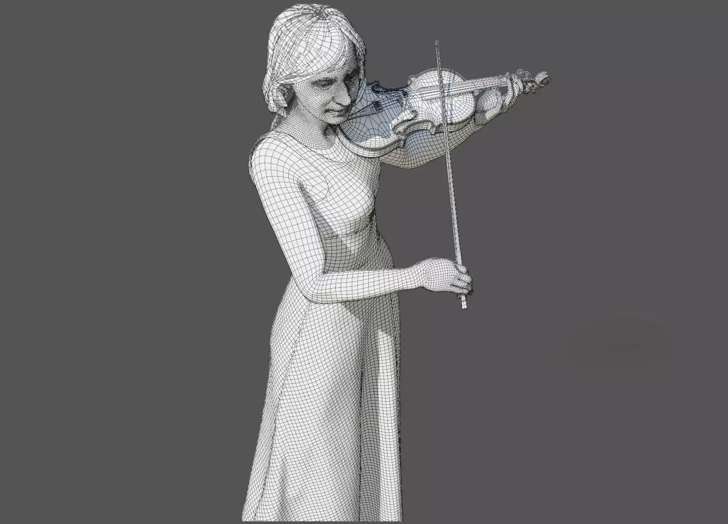 Violinist Low-poly 3D model_13