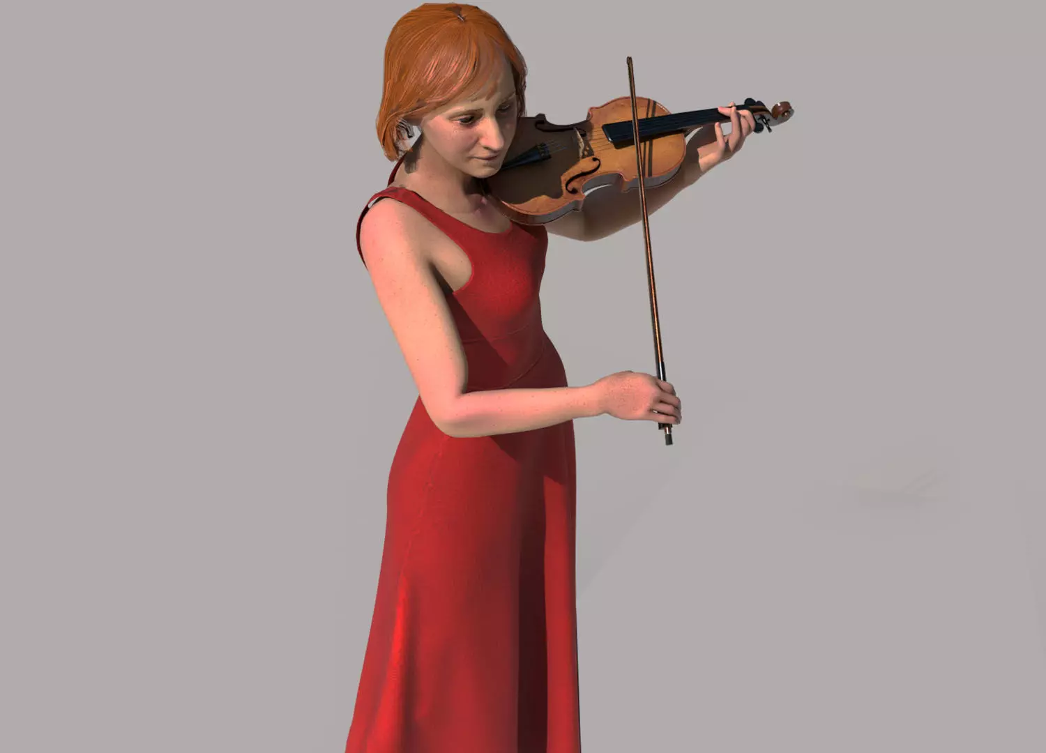 Violinist Low-poly 3D model_4