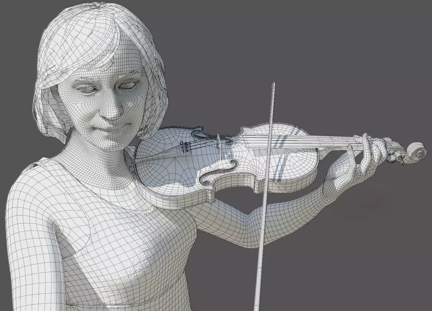 Violinist Low-poly 3D model_14