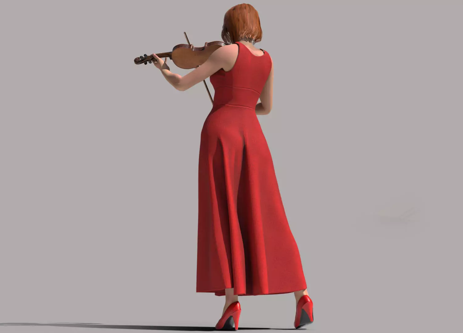 Violinist Low-poly 3D model_1