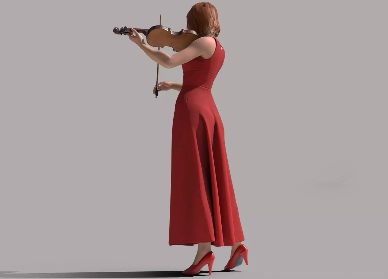 Violinist Low-poly 3D model_2
