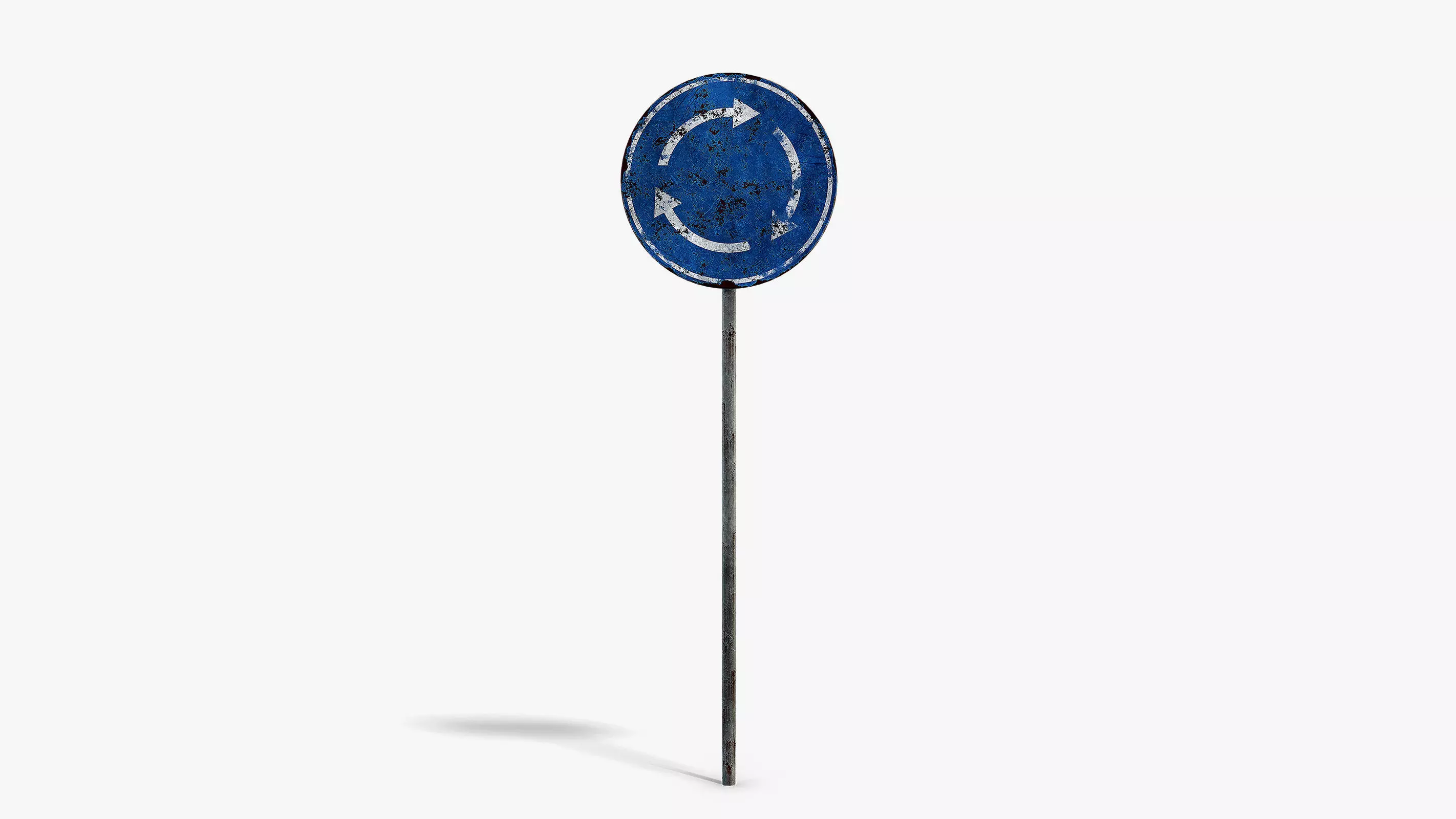 Damaged Roundabout Sign Low-poly 3D model_0