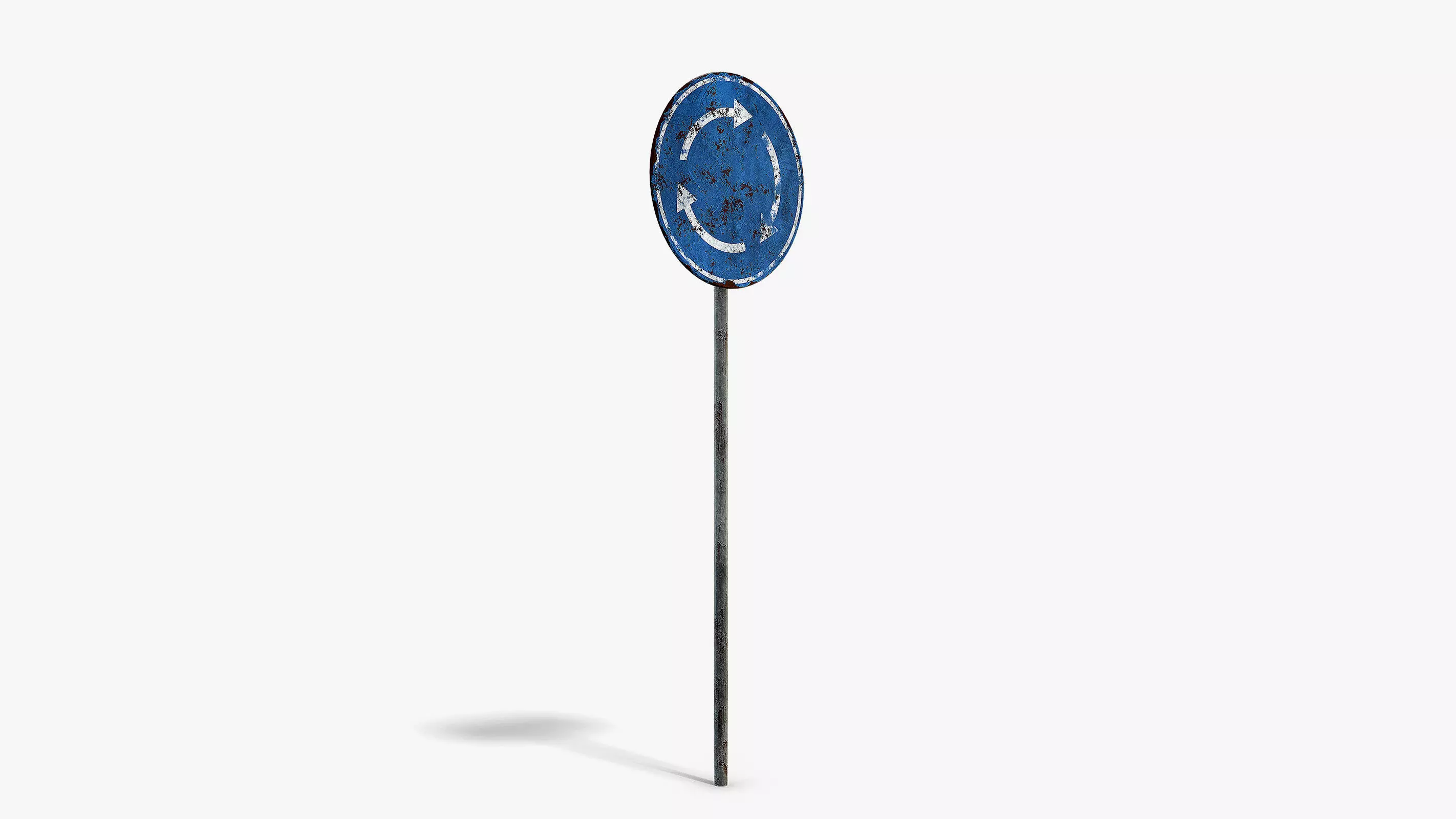 Damaged Roundabout Sign Low-poly 3D model_1