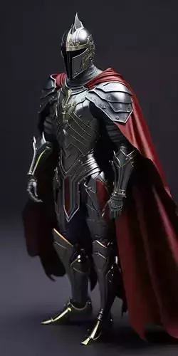 Mighty Crusader Medieval Knight in Golden Armor 