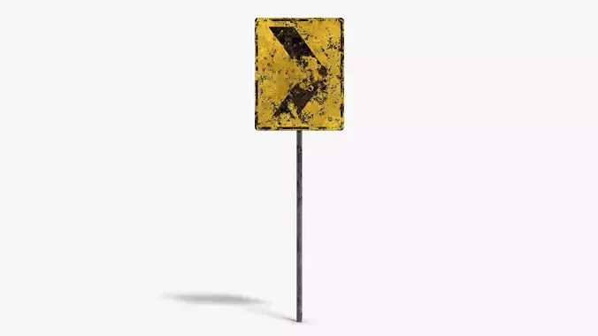 Damaged Sharp Corner Sign Low-poly 3D model