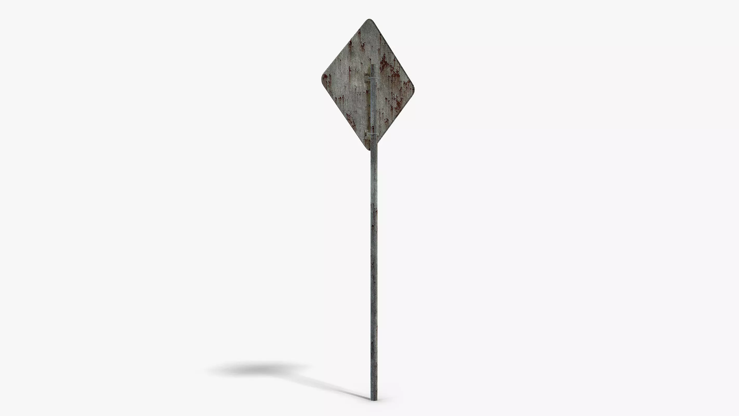 Damaged End of the Road Sign Low-poly 3D model_4