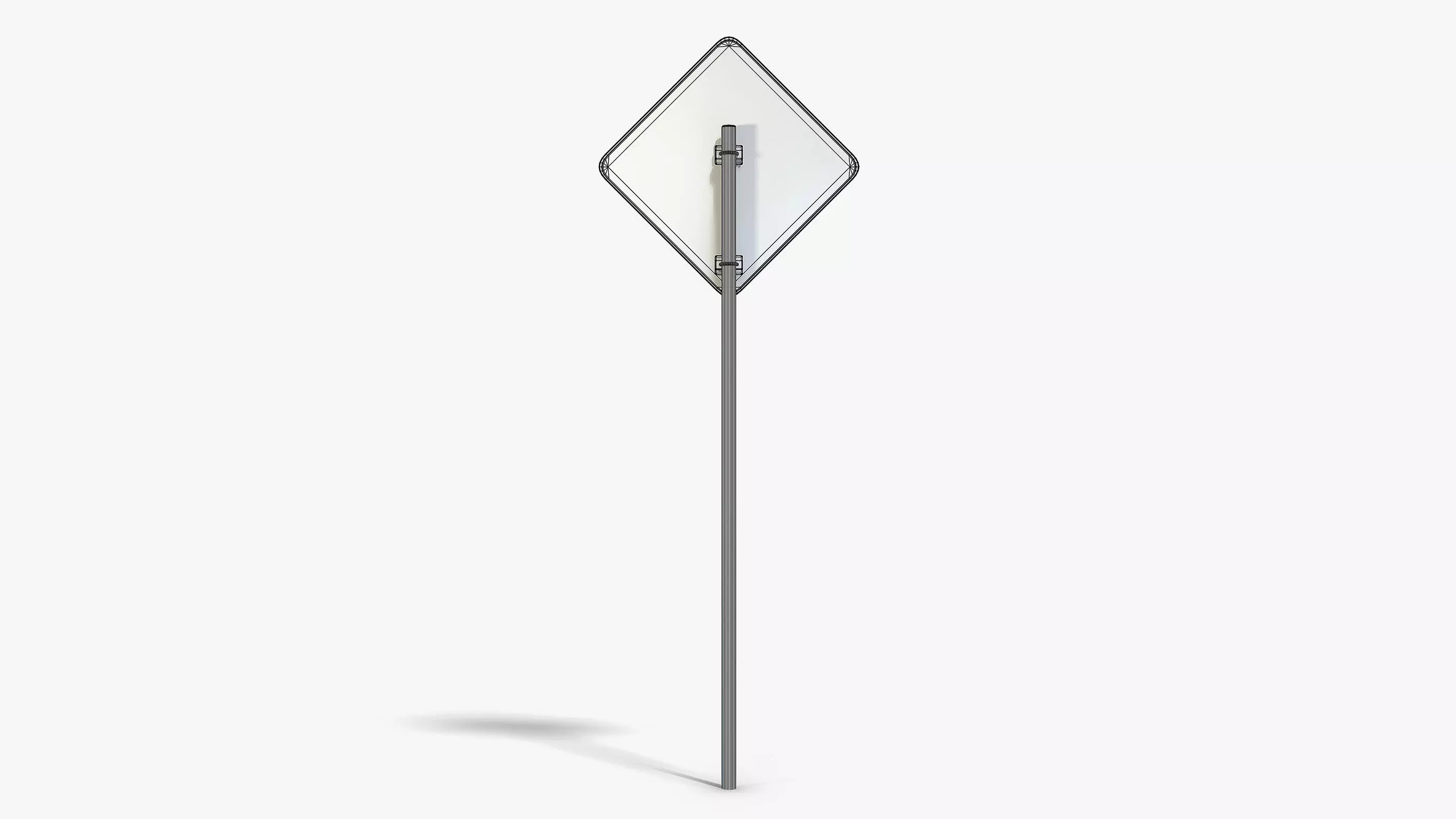Damaged End of the Road Sign Low-poly 3D model_9