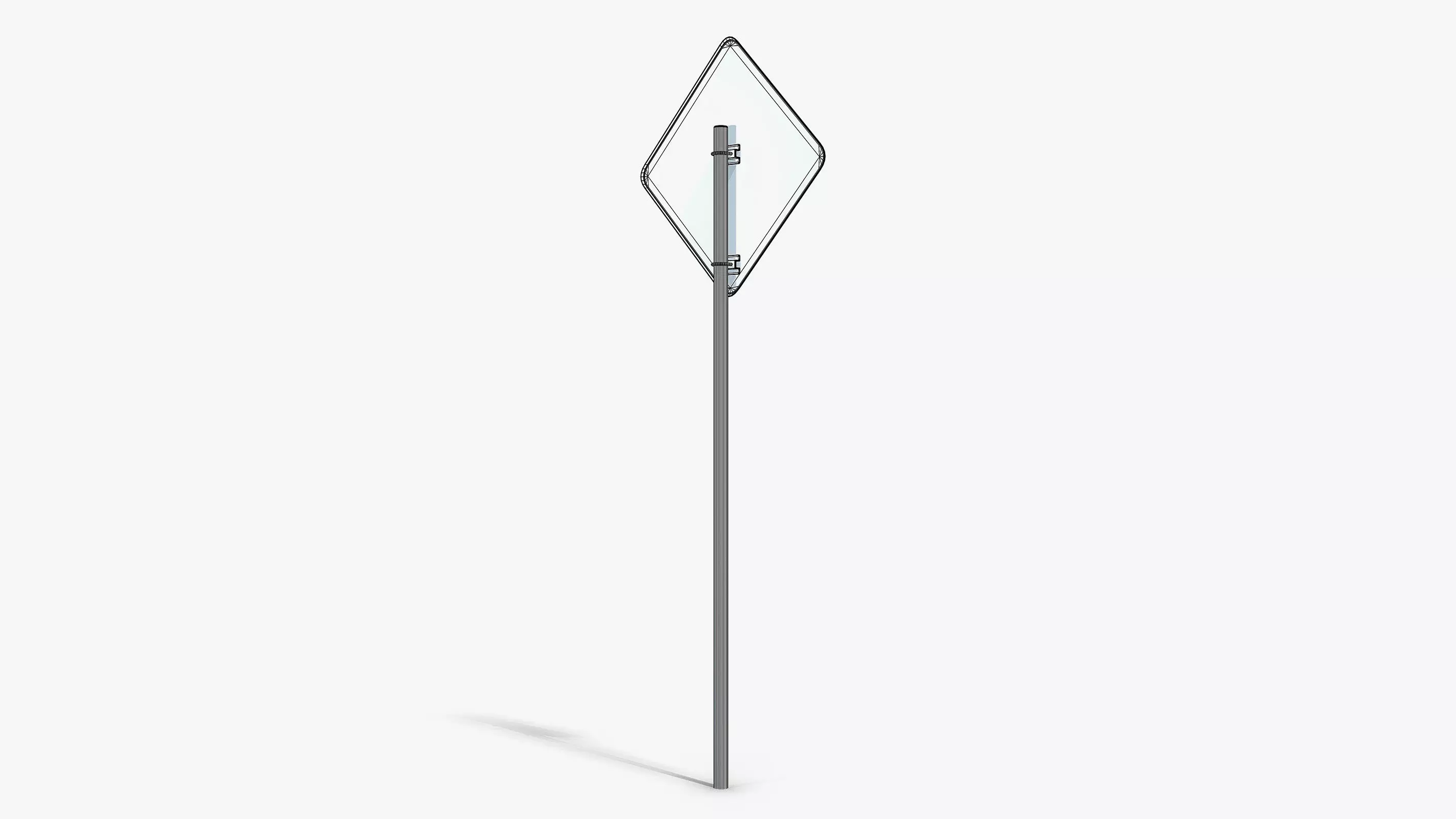 Damaged End of the Road Sign Low-poly 3D model_8