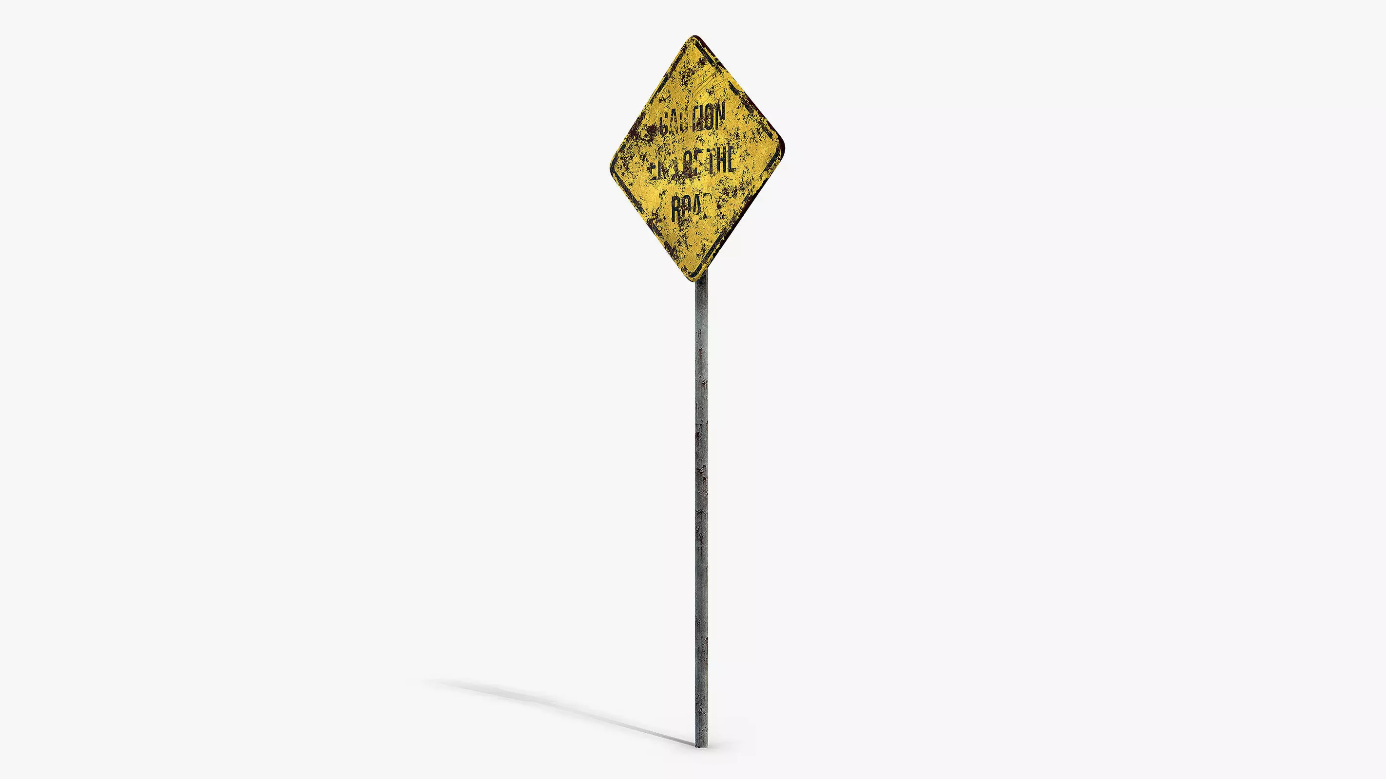 Damaged End of the Road Sign Low-poly 3D model_5