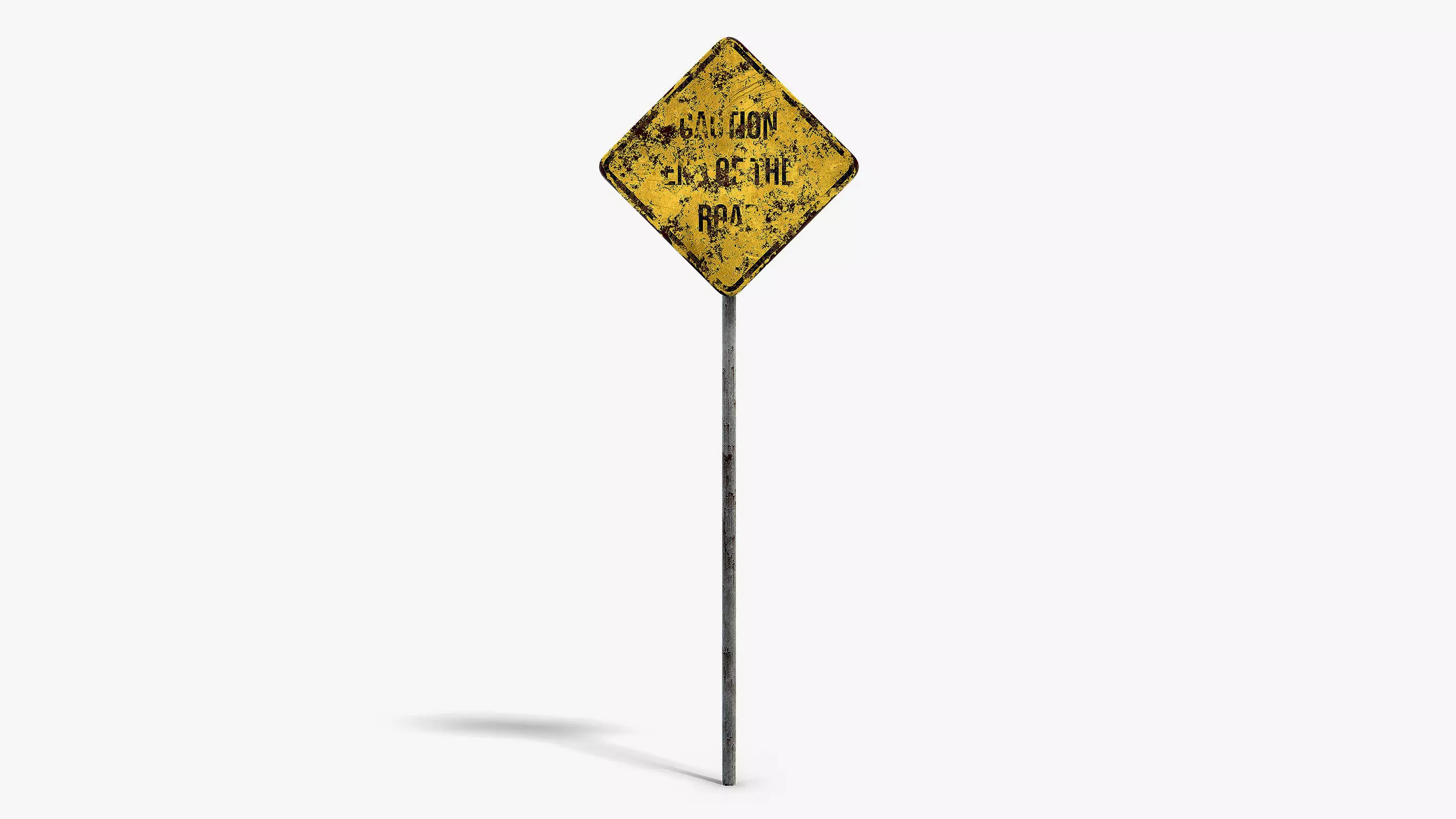 Damaged End of the Road Sign Low-poly 3D model_0