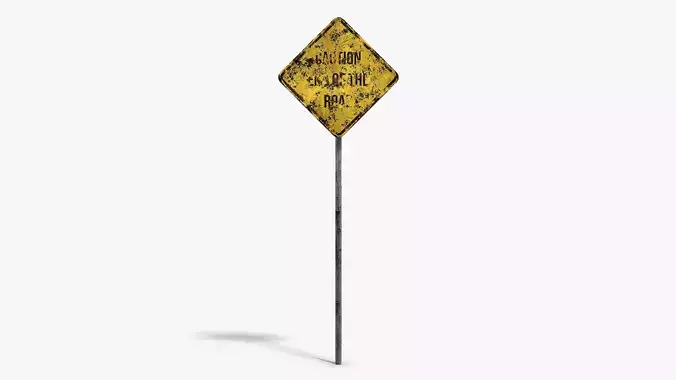 Damaged End of the Road Sign Low-poly 3D model
