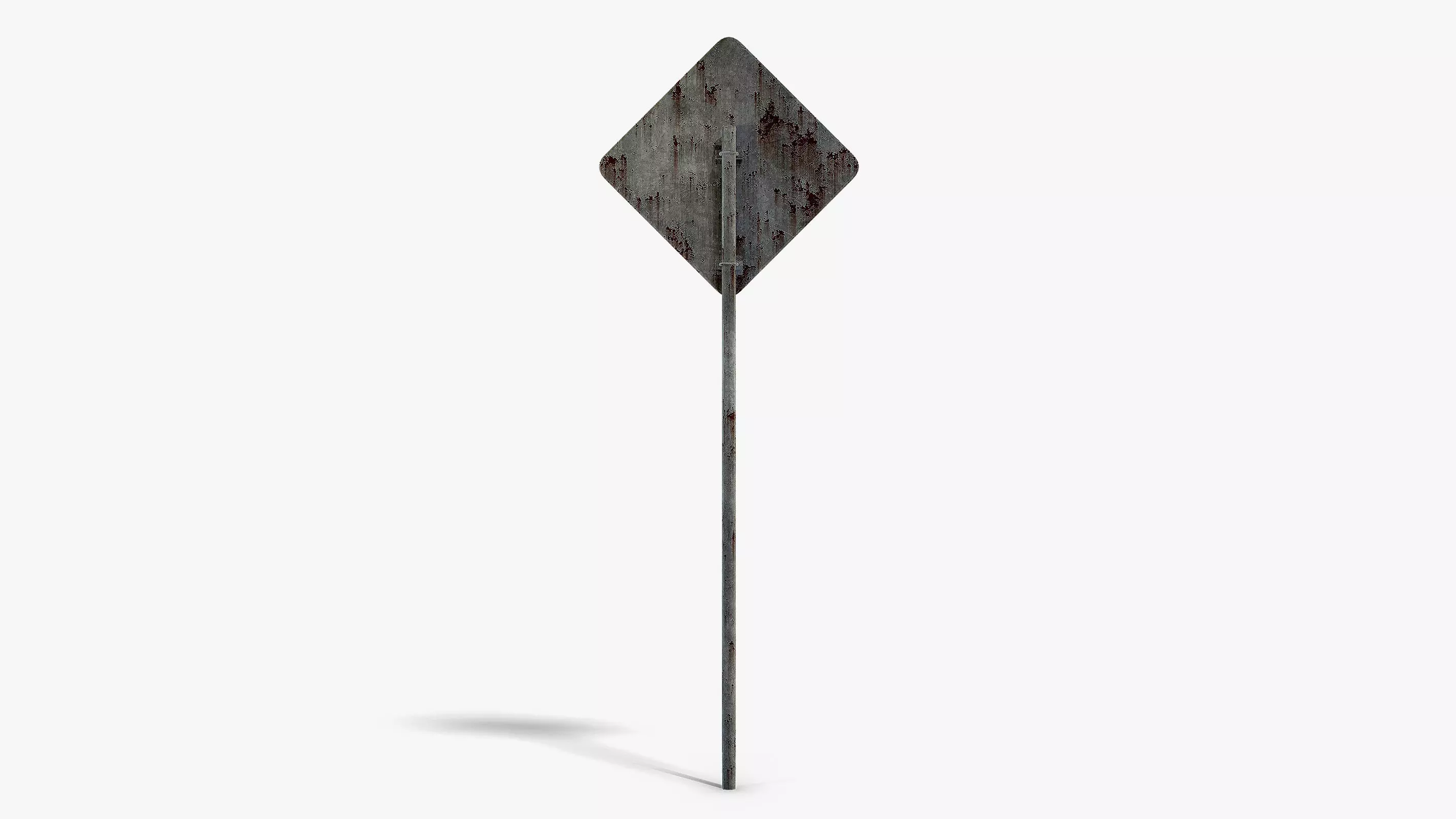 Damaged End of the Road Sign Low-poly 3D model_3