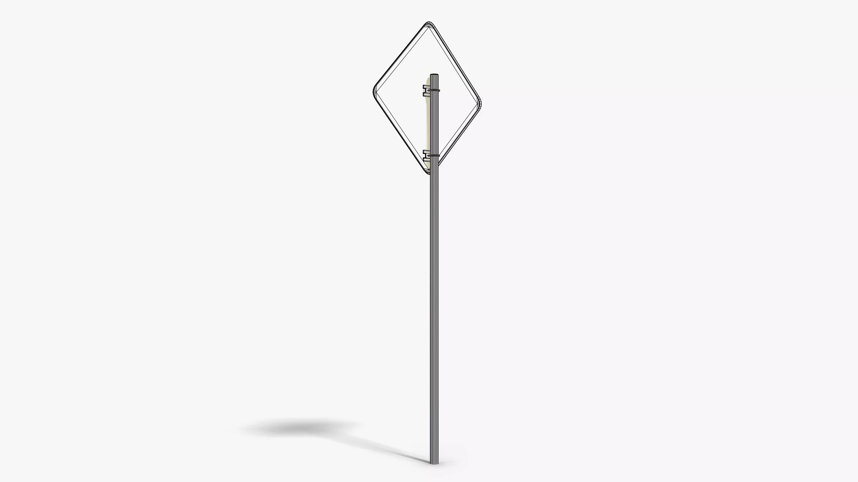 Damaged End of the Road Sign Low-poly 3D model_10
