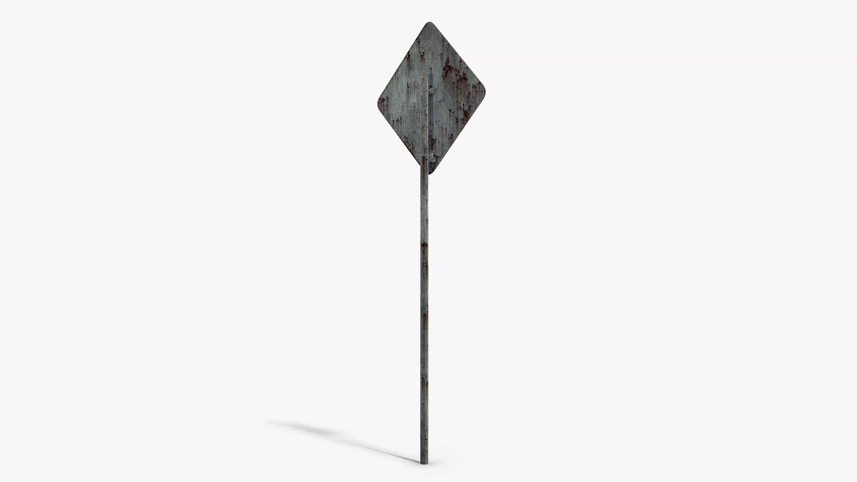 Damaged End of the Road Sign Low-poly 3D model_2