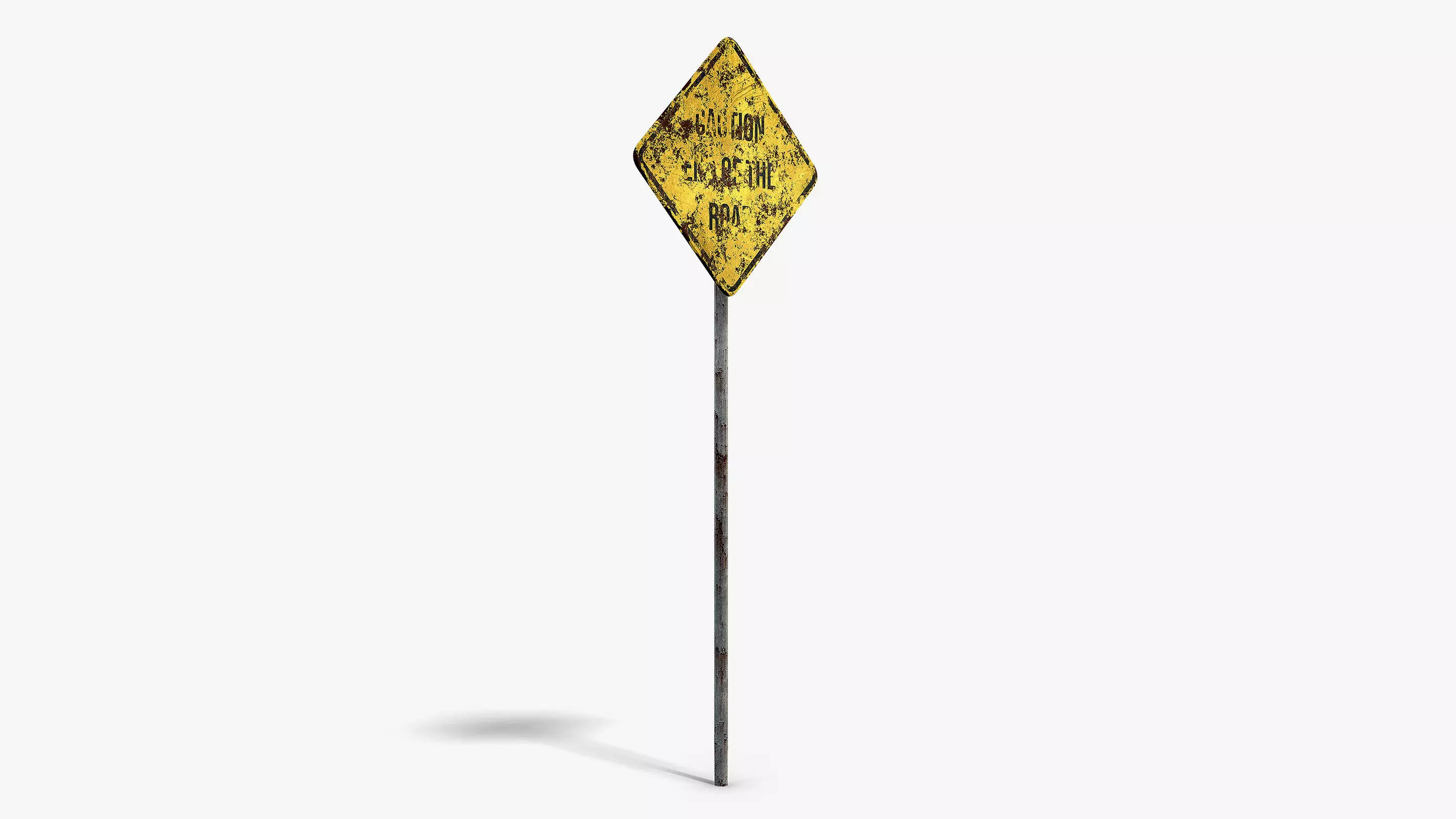 Damaged End of the Road Sign Low-poly 3D model_1