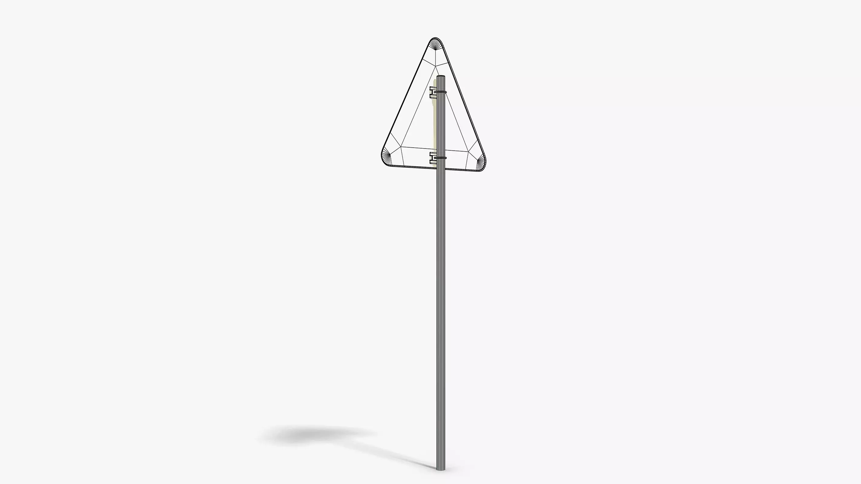 Damaged Slippery Road Sign Low-poly 3D model_10