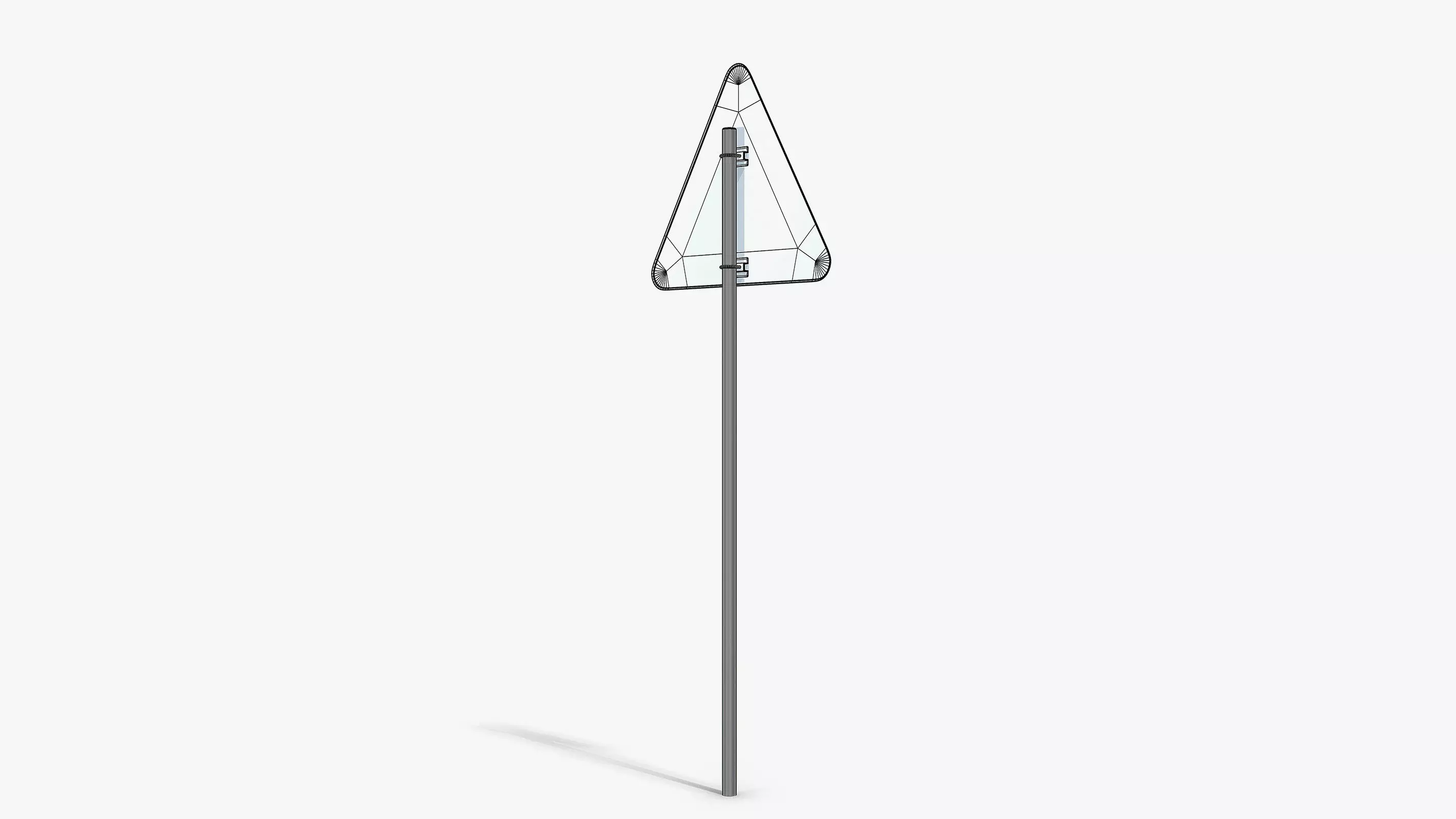 Damaged Slippery Road Sign Low-poly 3D model_8