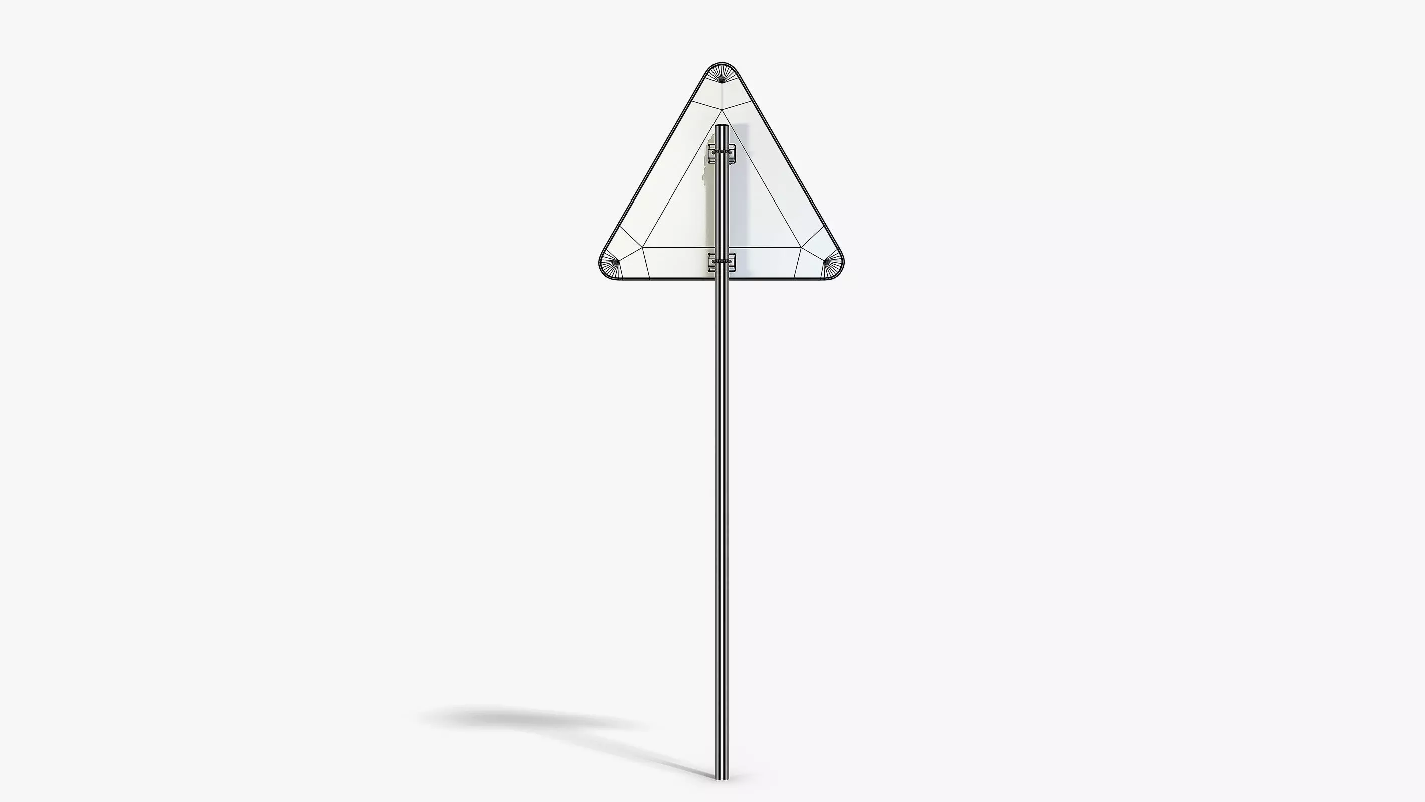Damaged Slippery Road Sign Low-poly 3D model_9