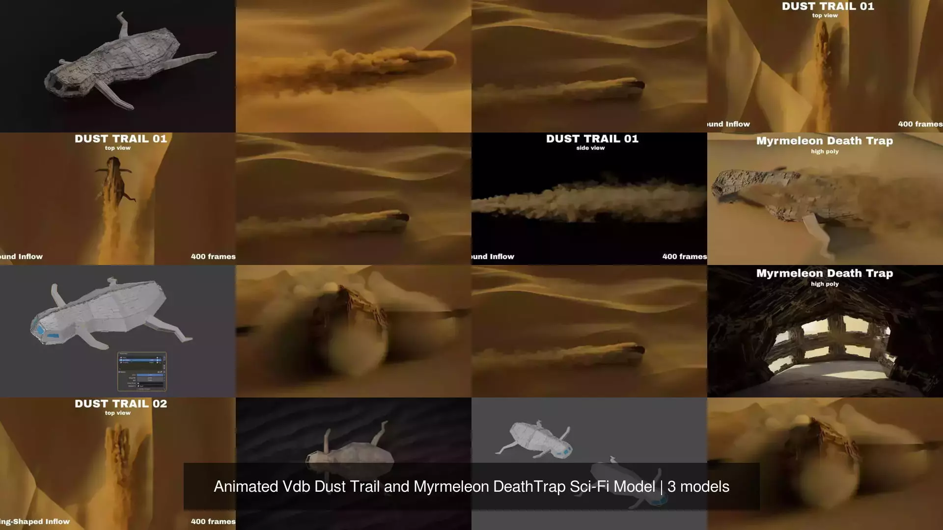 Animated Vdb Dust Trail and Myrmeleon DeathTrap Sci-Fi Model 3D Model Collection_0
