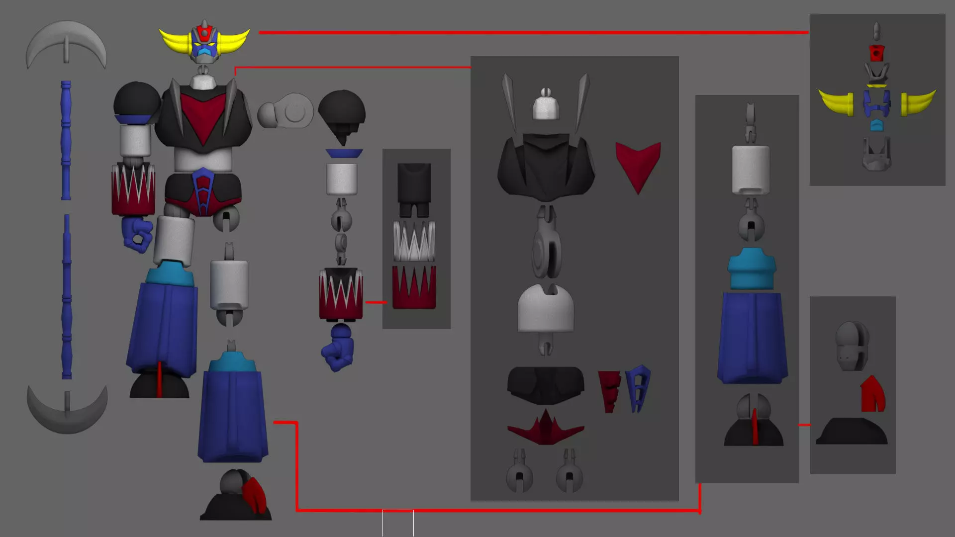 Gendizer Artigus - Articulated mecha robot from 80s 3D print model_1