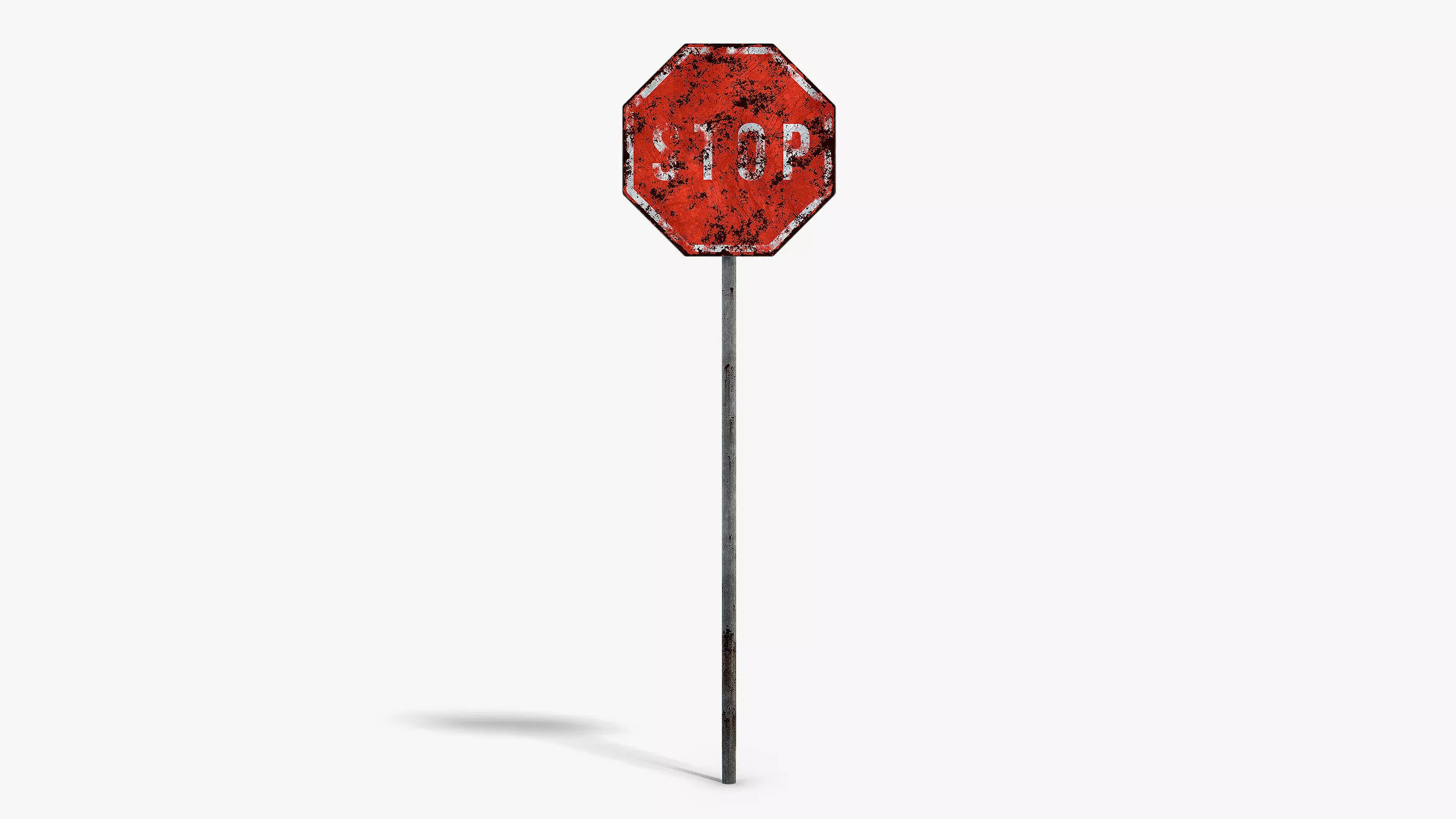 Damaged Stop Sign Low-poly 3D model_0