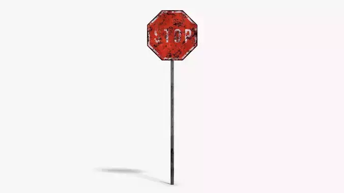 Damaged Stop Sign Low-poly 3D model