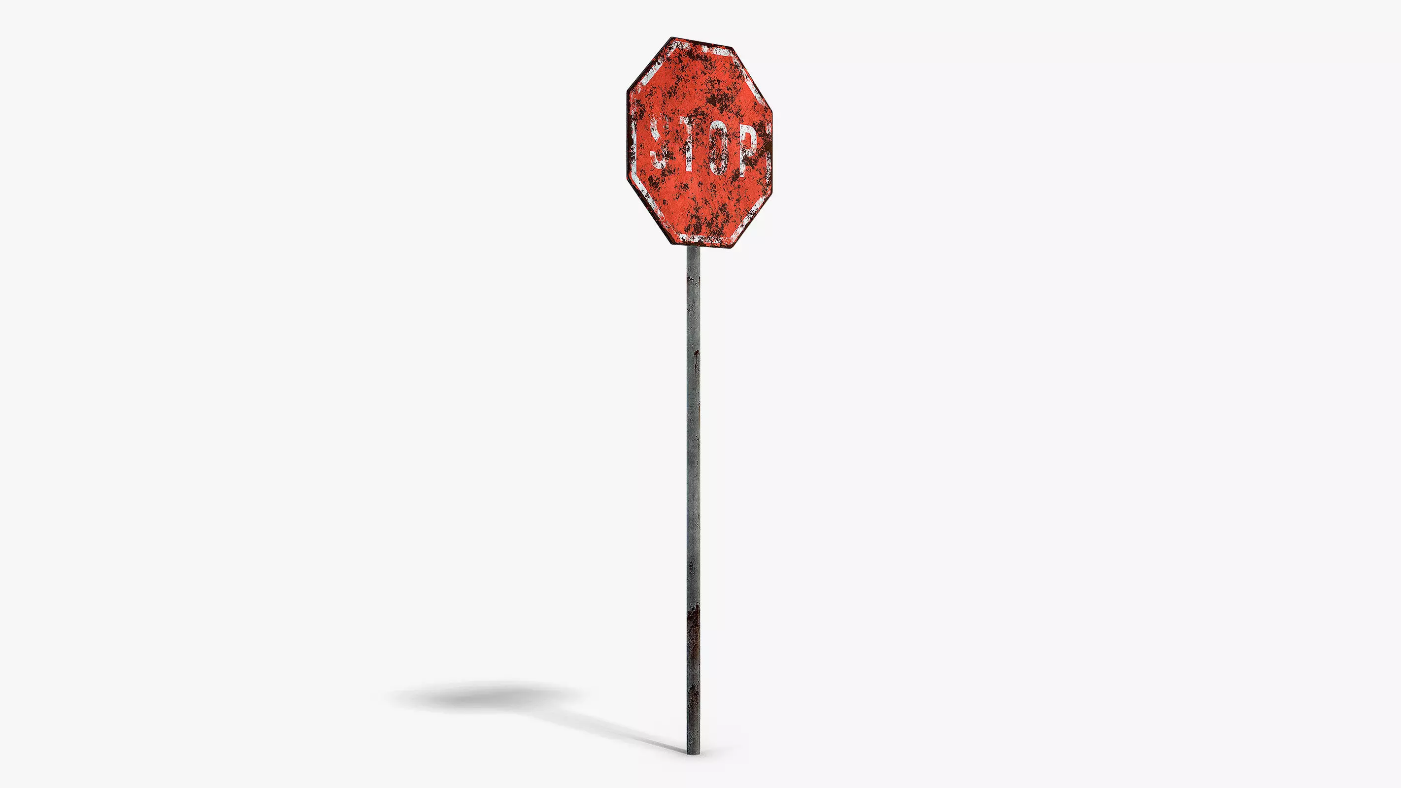 Damaged Stop Sign Low-poly 3D model_1