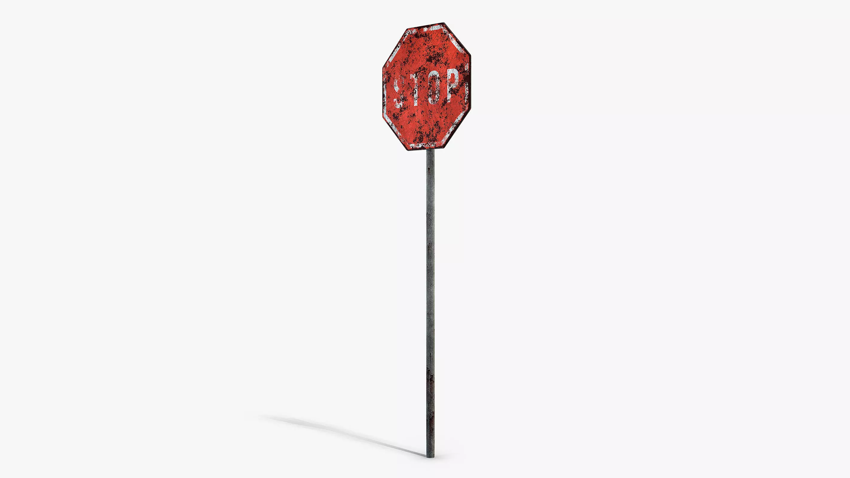 Damaged Stop Sign Low-poly 3D model_5