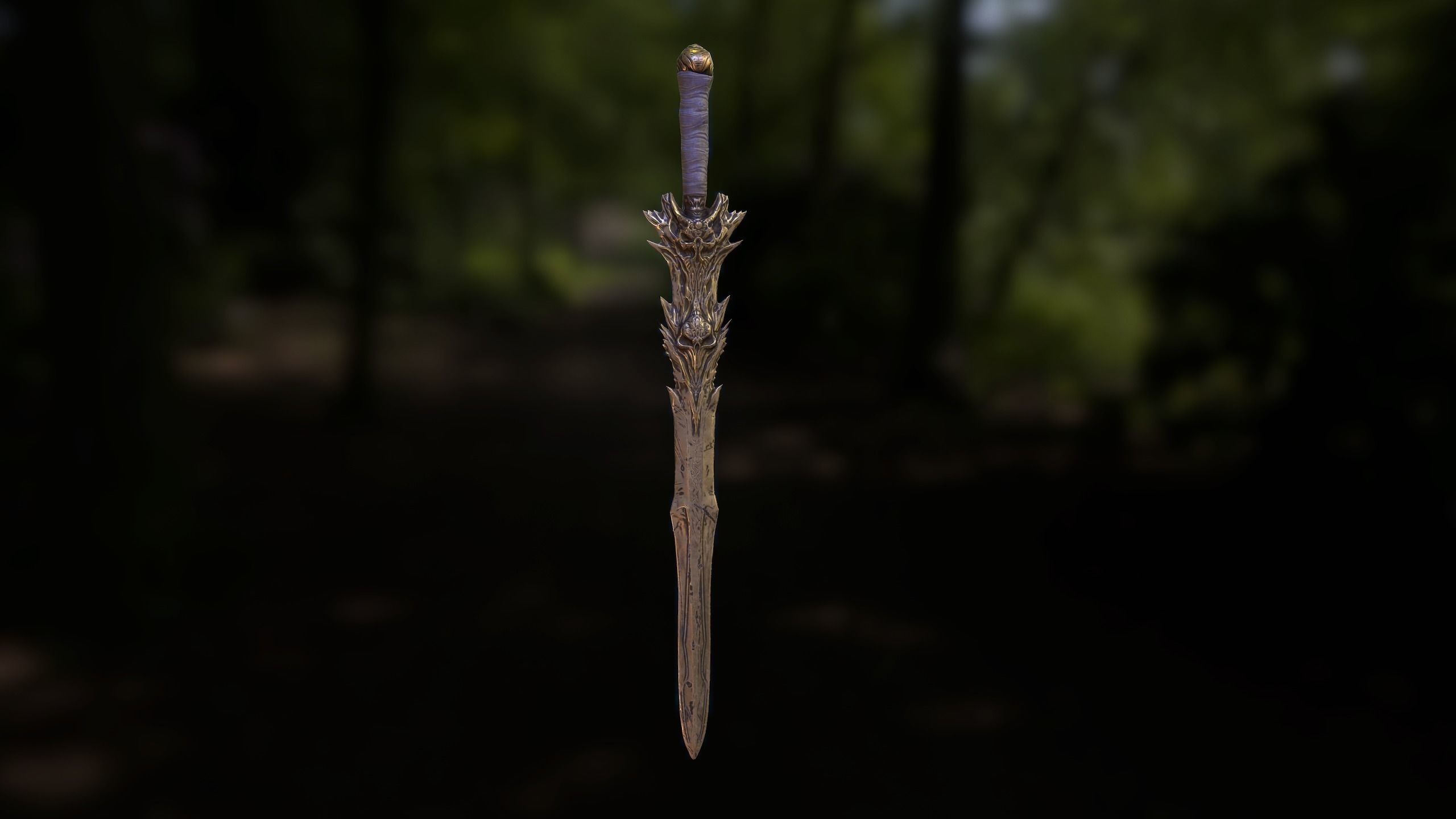 Low Poly Fantasy Medieval Sword Low-poly 3D model_0