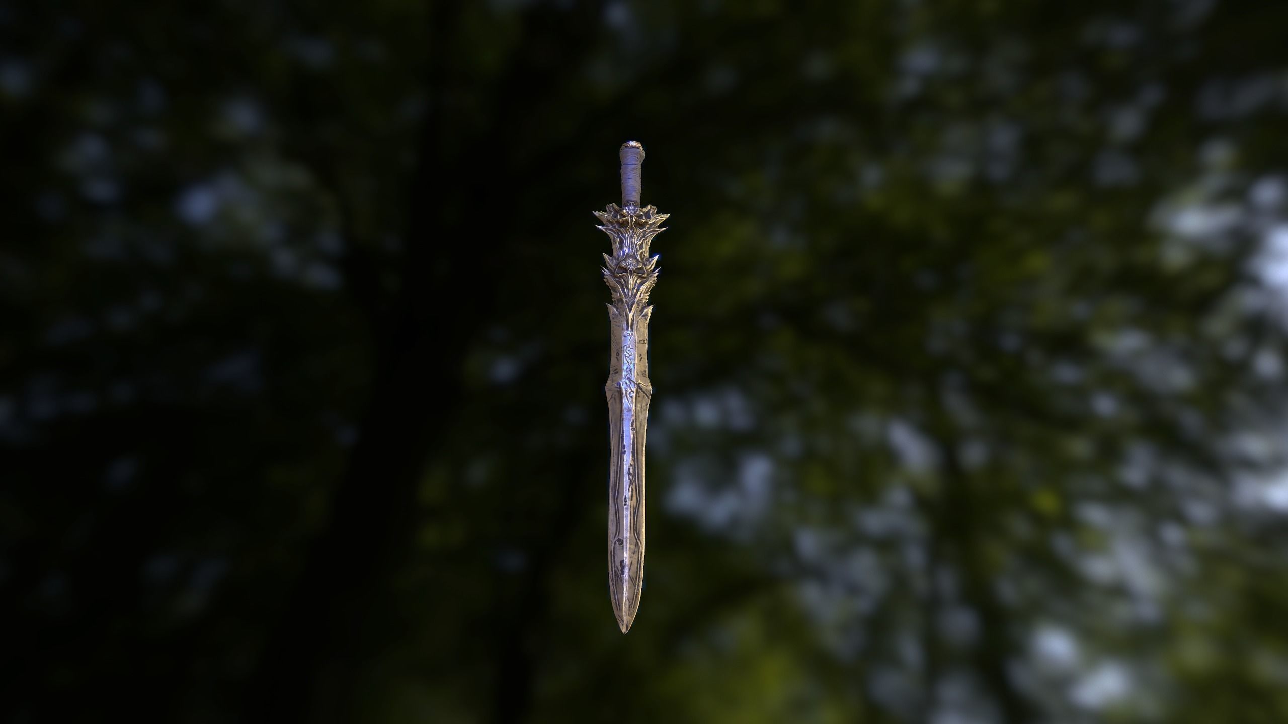 Low Poly Fantasy Medieval Sword Low-poly 3D model_1