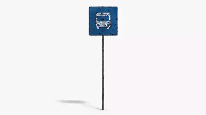 Damaged Bus Stop Sign Low-poly 3D model