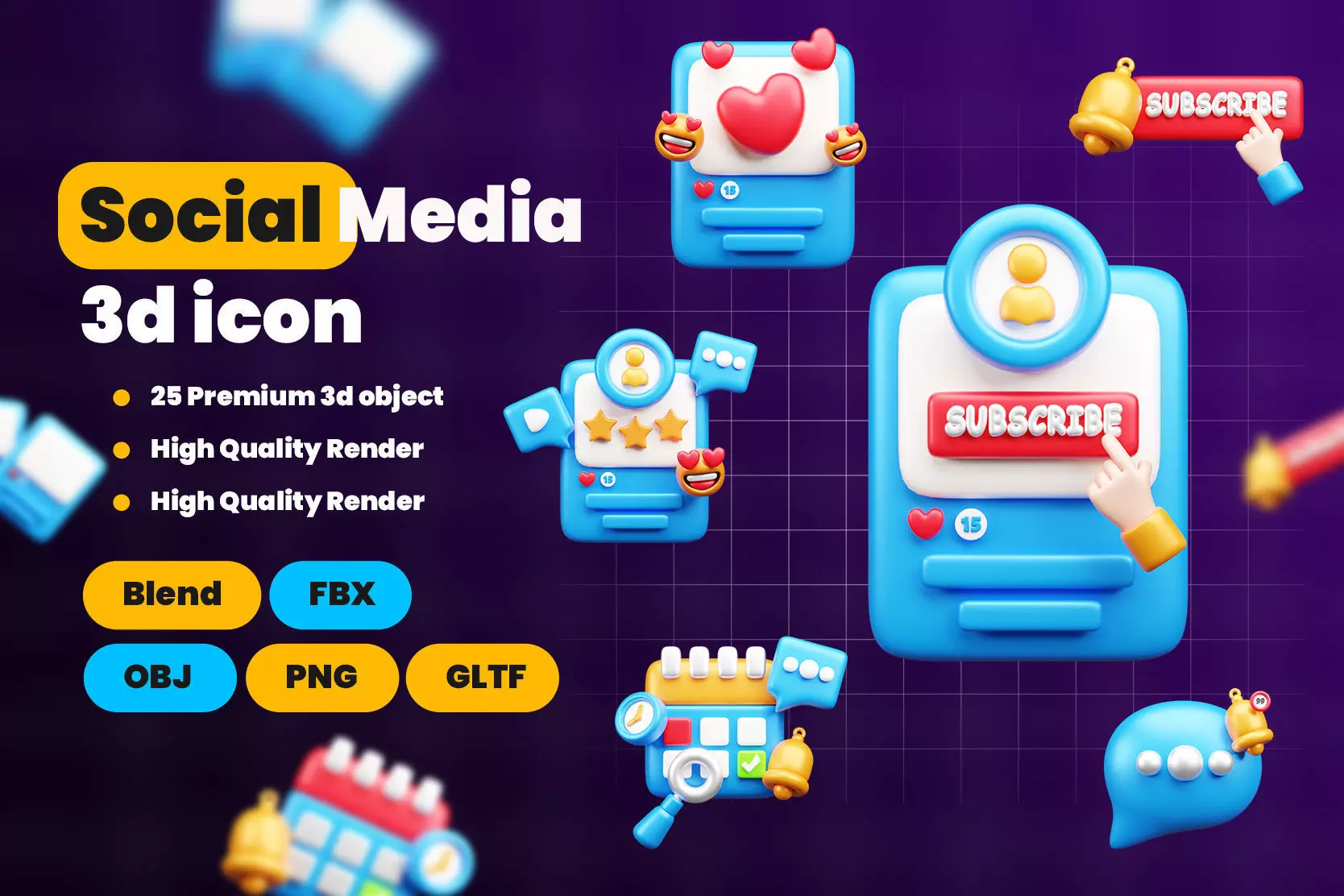 Social Media 3d Icon Pack 3D model_0