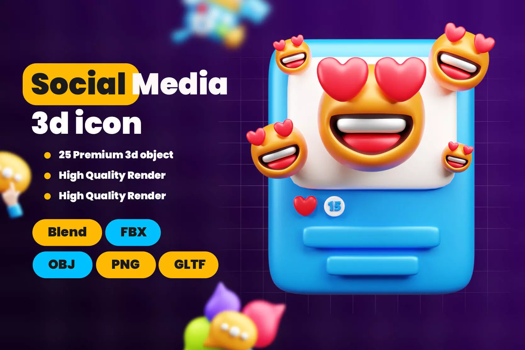 Social Media 3d Icon Pack 3D model_1